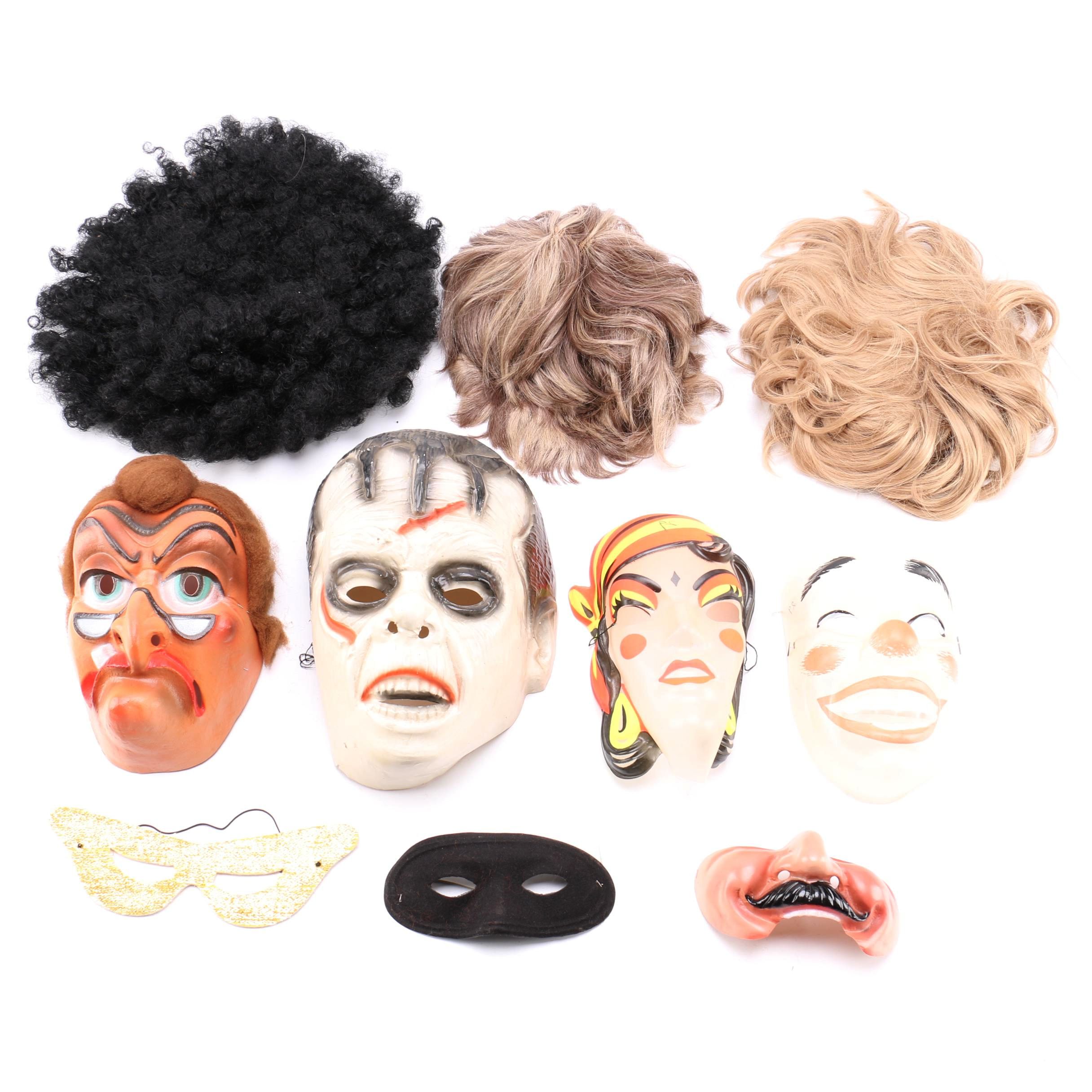 Vintage Halloween Masks and Wigs