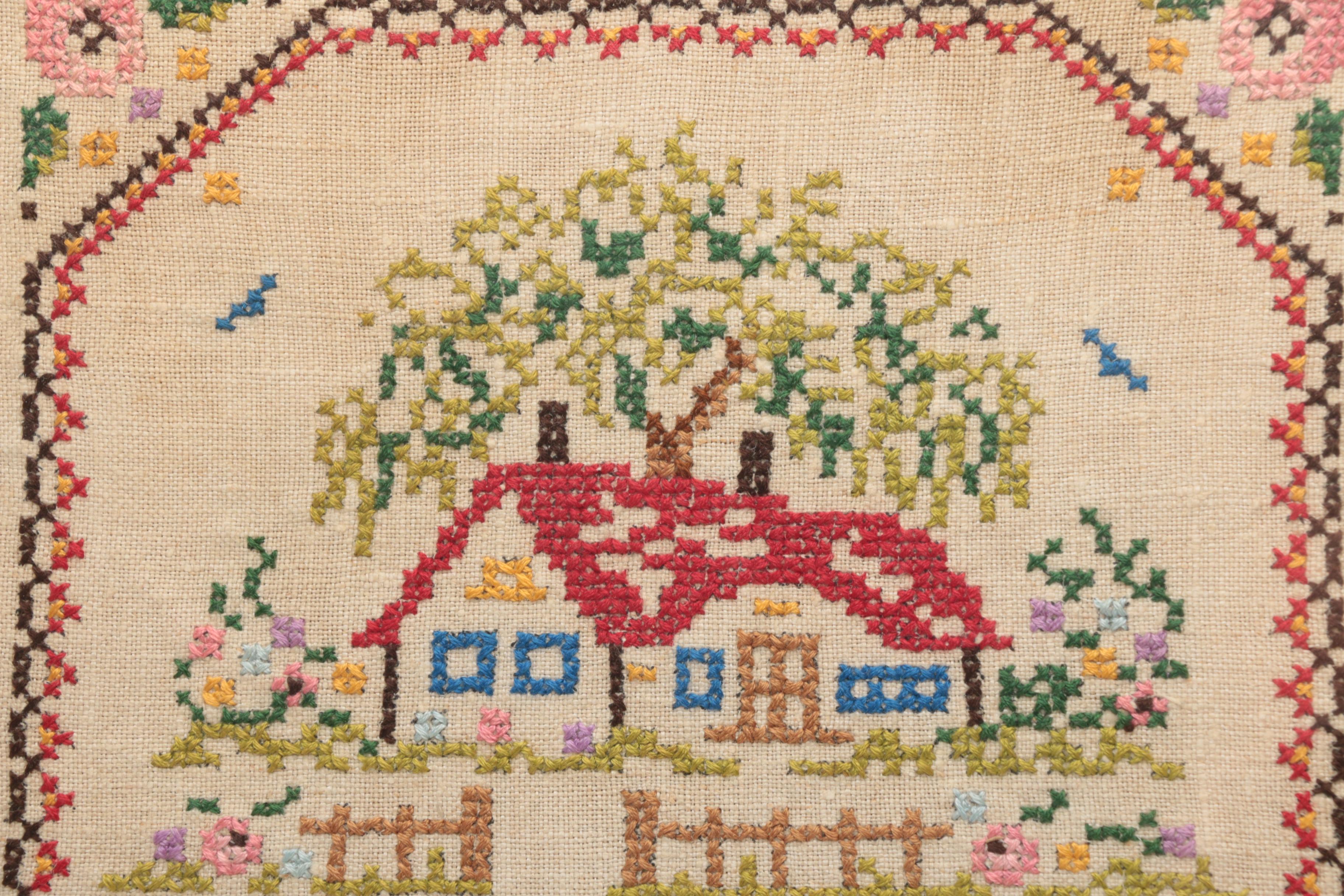 Vintage Framed Needlework Wall Decor