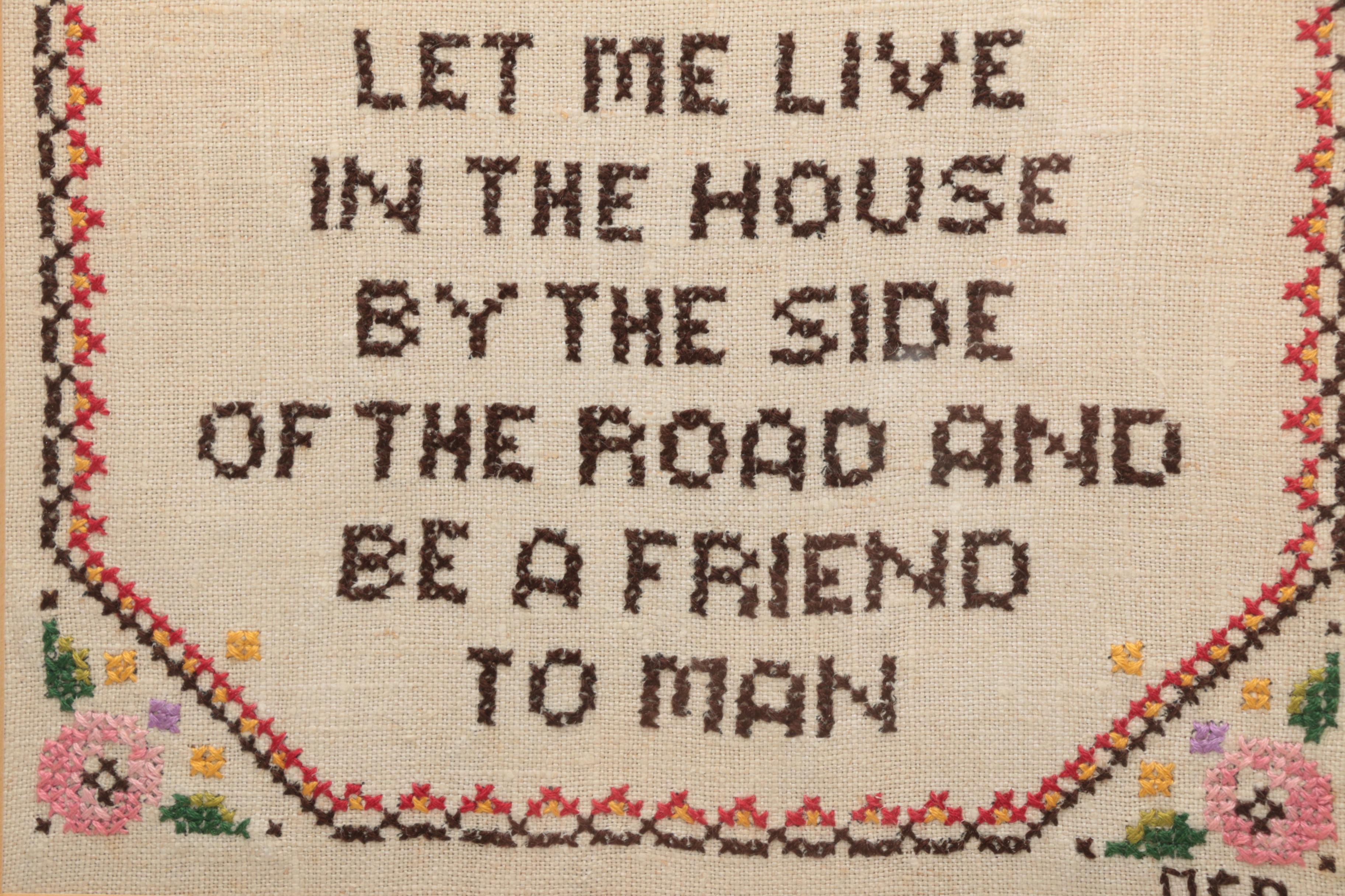 Vintage Framed Needlework Wall Decor
