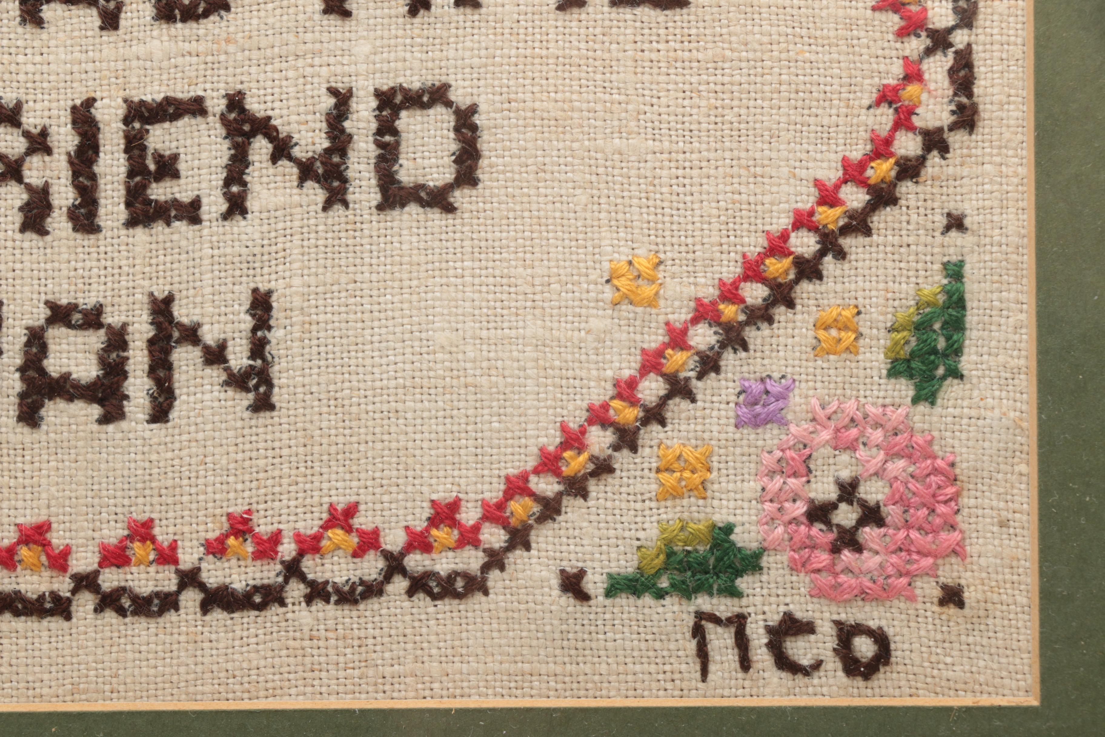 Vintage Framed Needlework Wall Decor