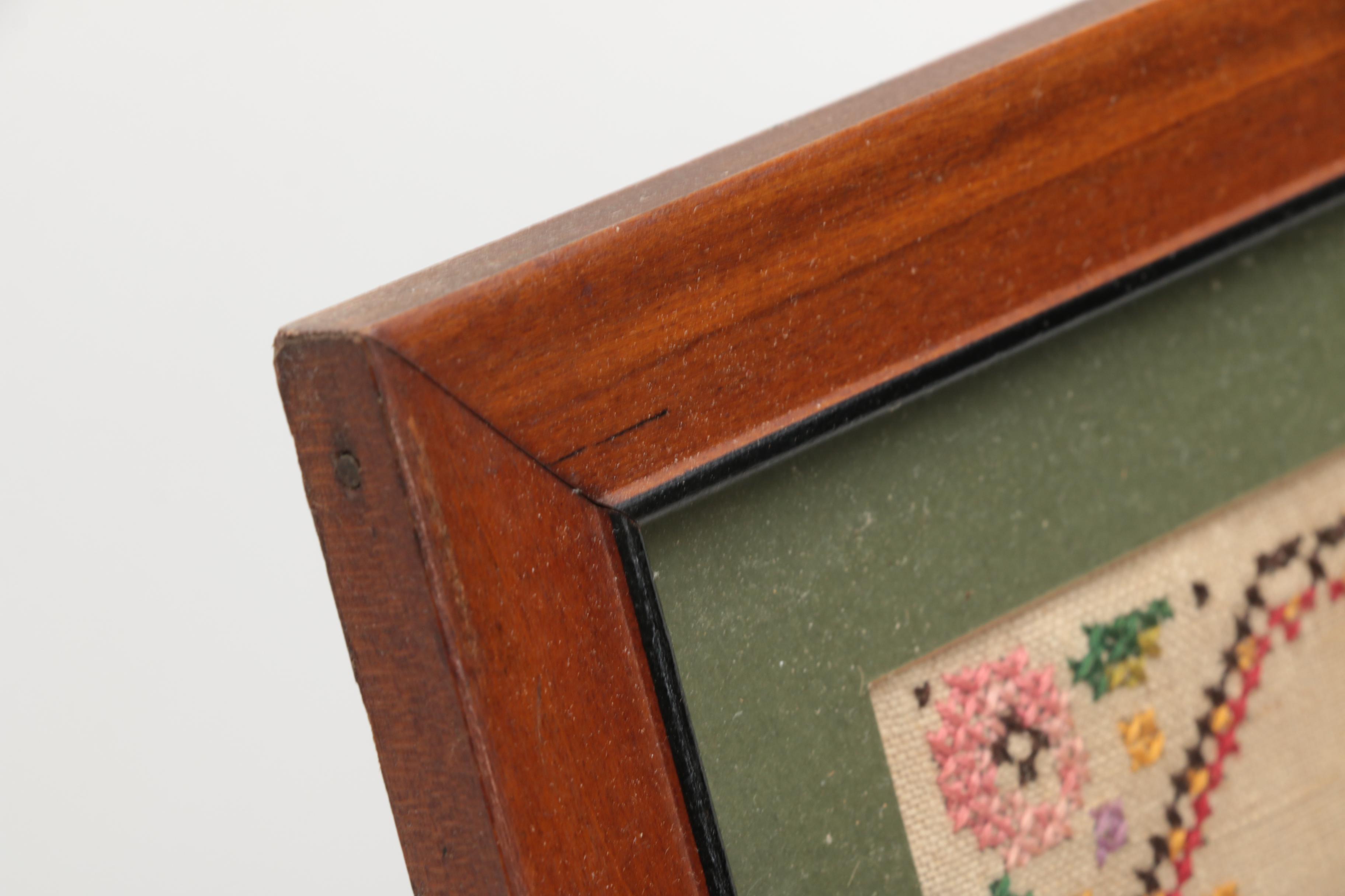 Vintage Framed Needlework Wall Decor