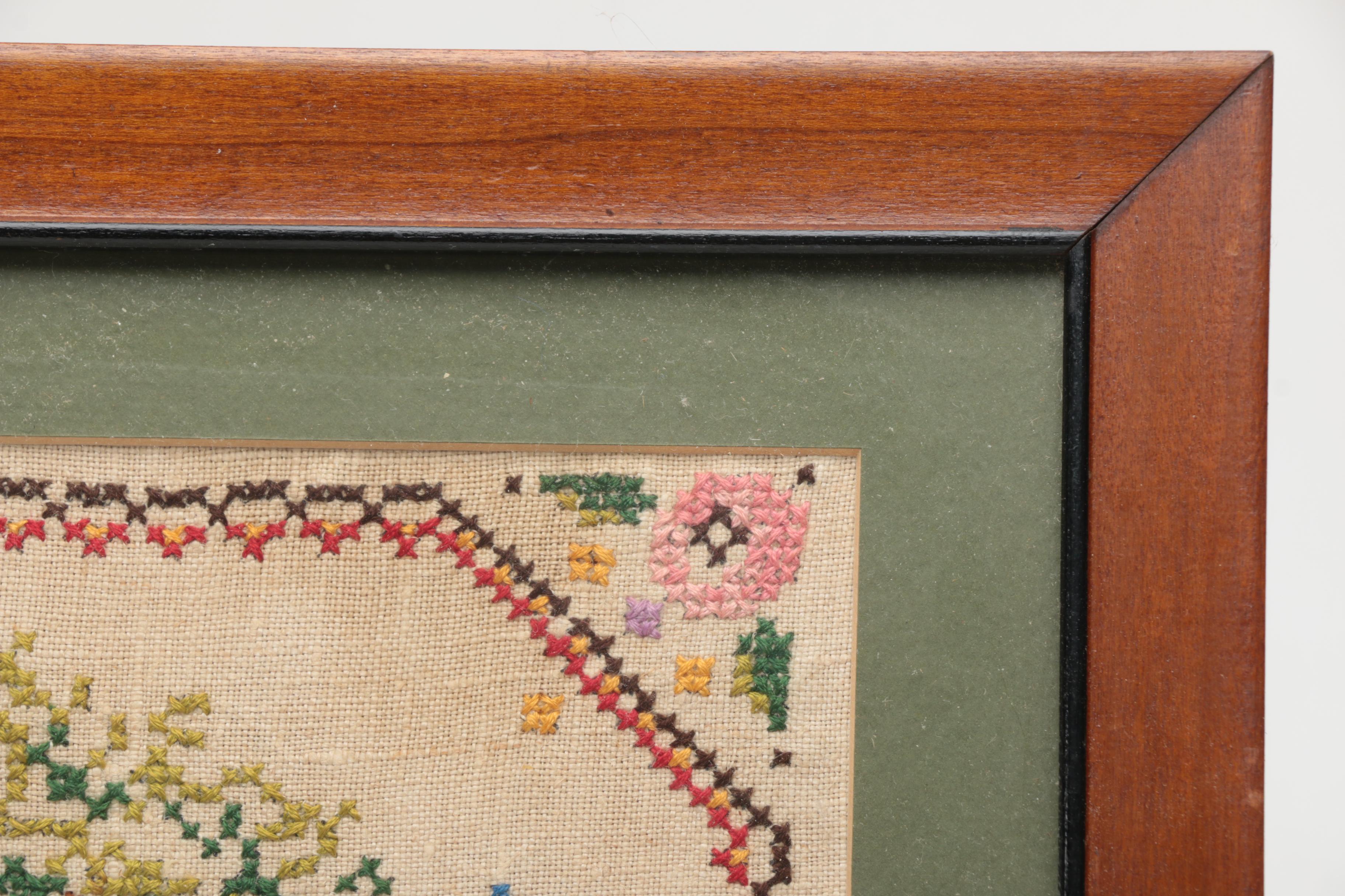 Vintage Framed Needlework Wall Decor