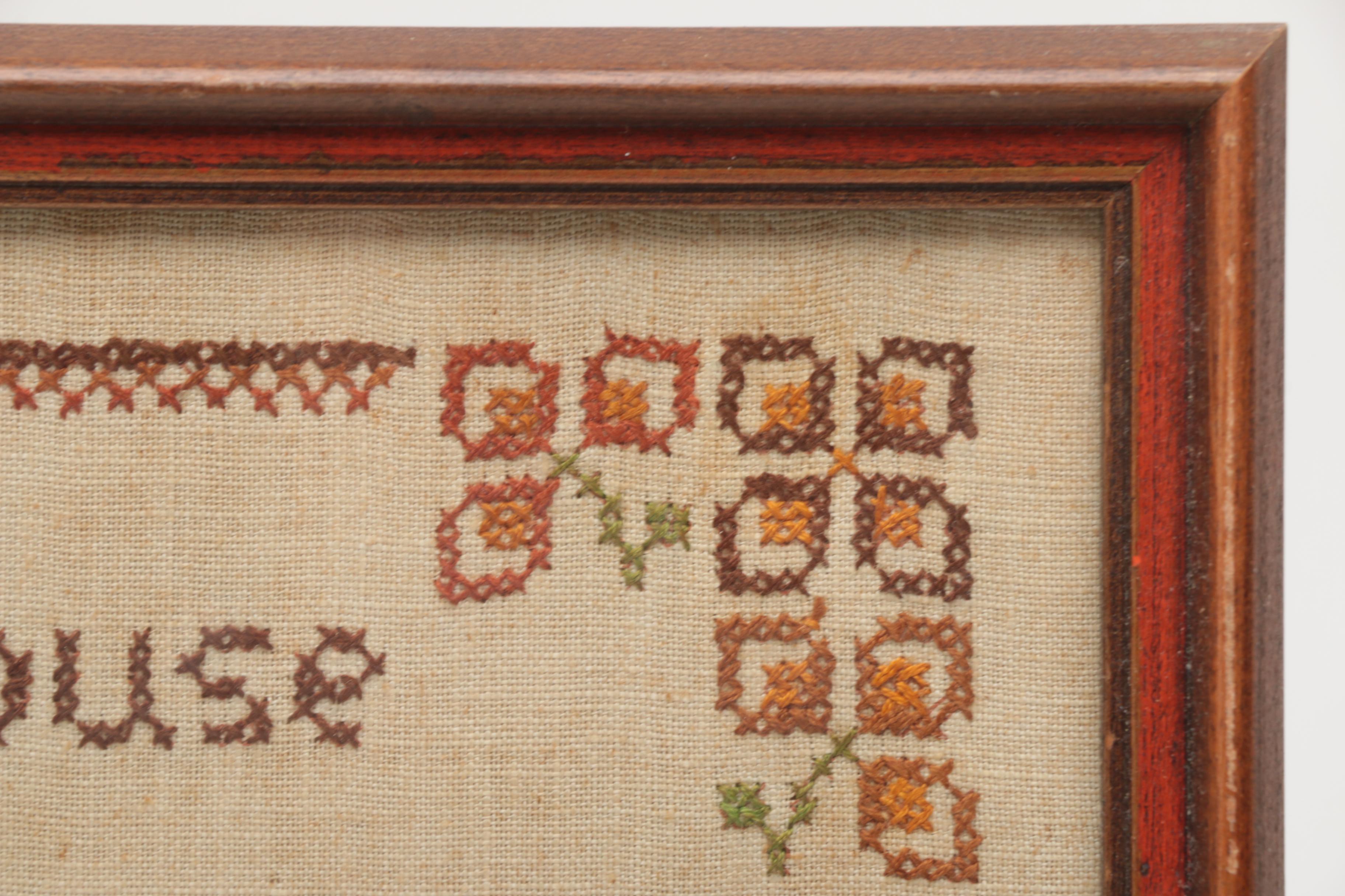 Vintage Framed Needlework Wall Decor