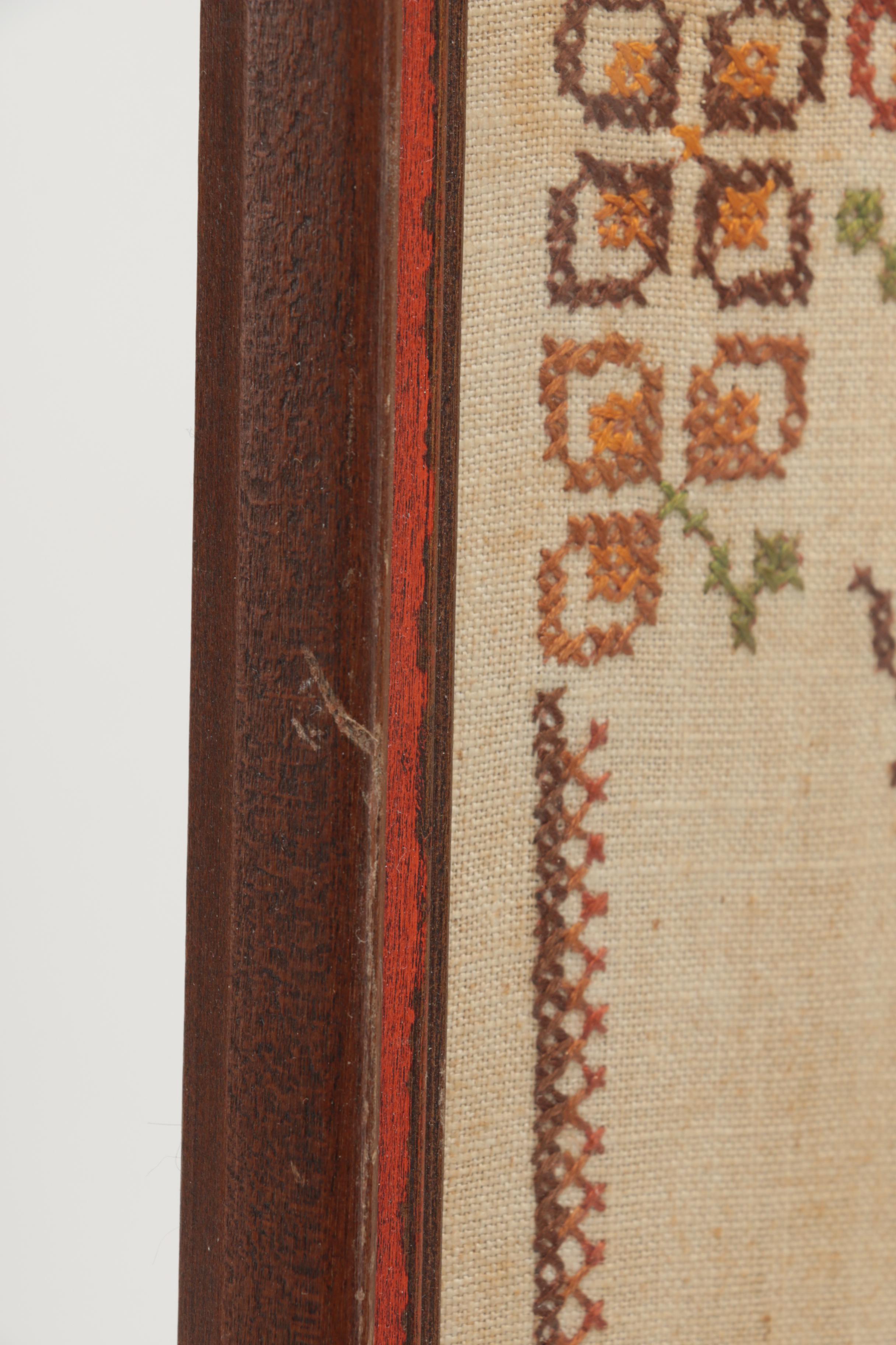 Vintage Framed Needlework Wall Decor