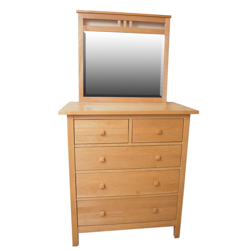 Contemporary Oak Dresser With Mirror