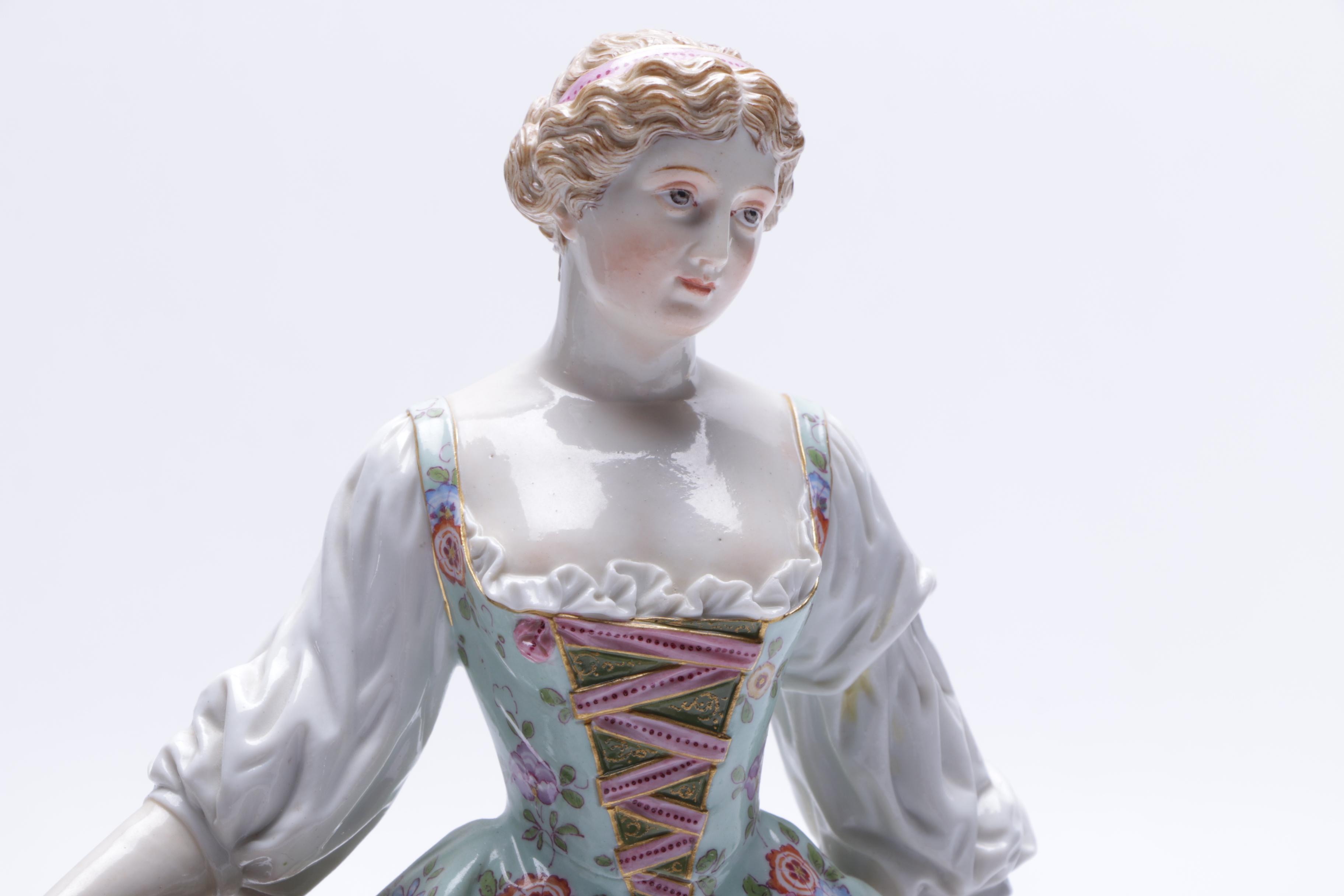 Reproduction Meissen Porcelain Female Sculpture