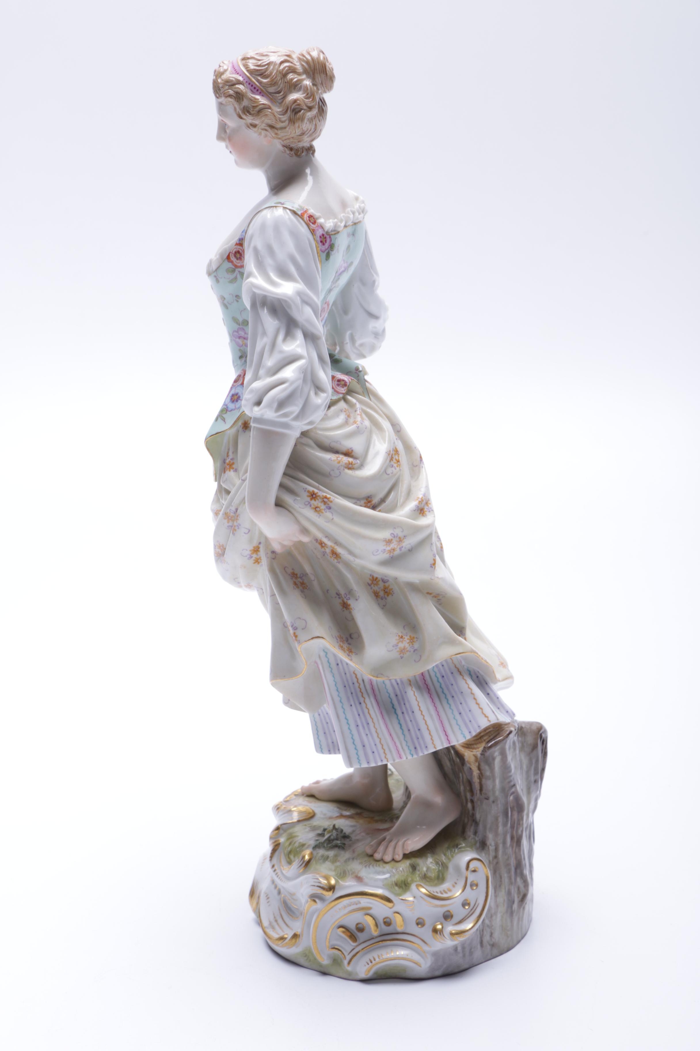Reproduction Meissen Porcelain Female Sculpture