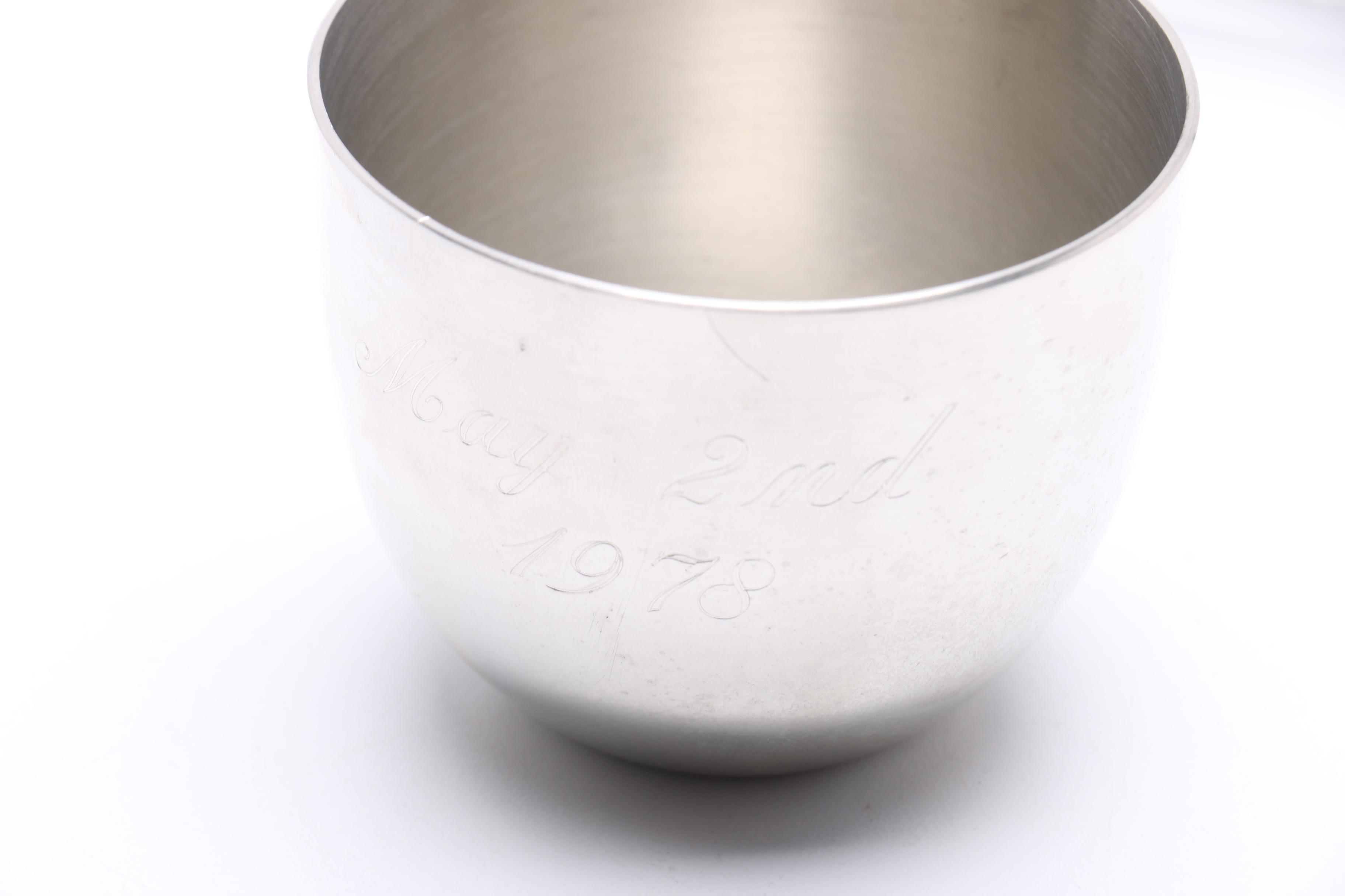 Decanter With Stieff Pewter Tag and Jefferson Cup