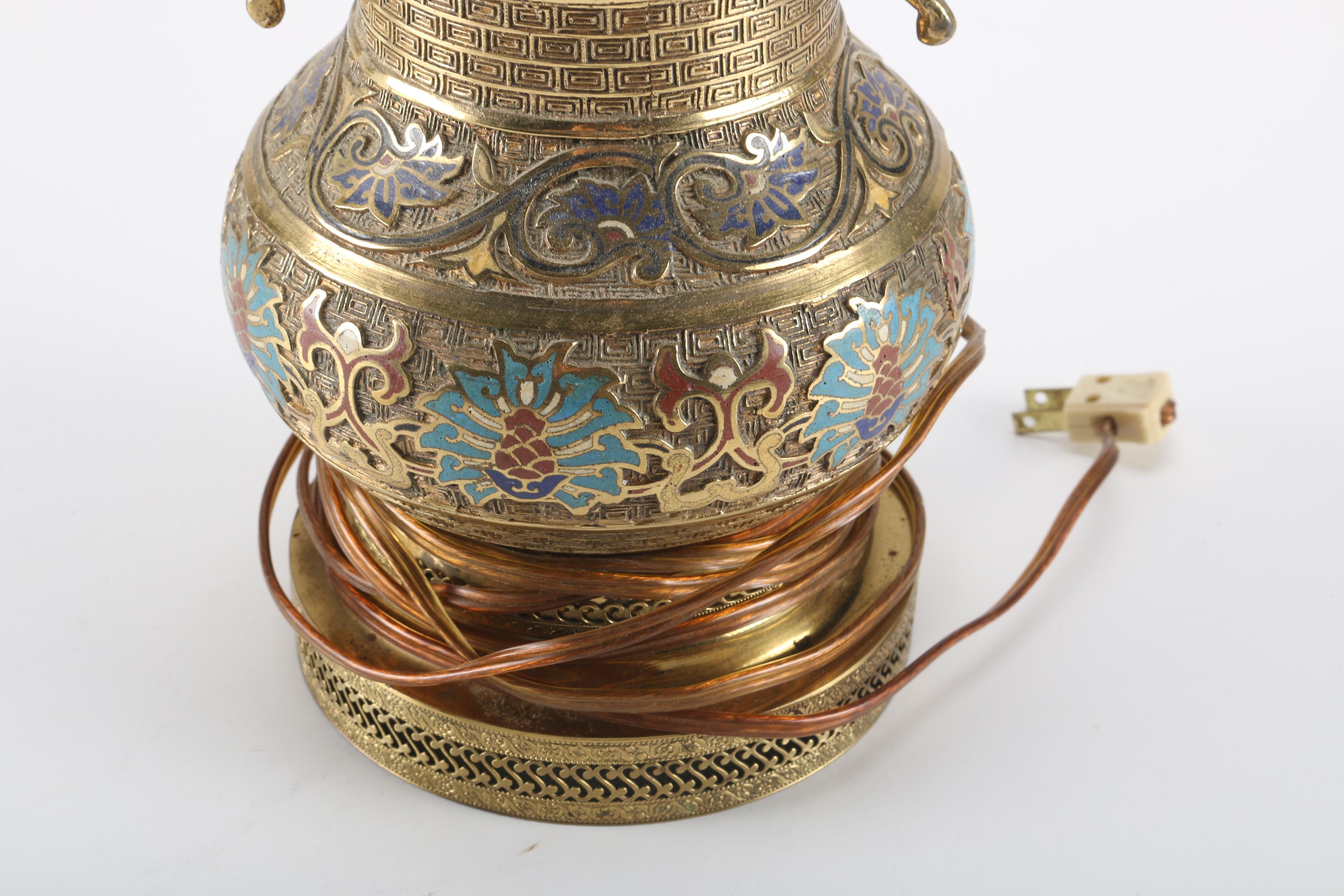 Ornate Brass Table Lamp with Oriental Motif