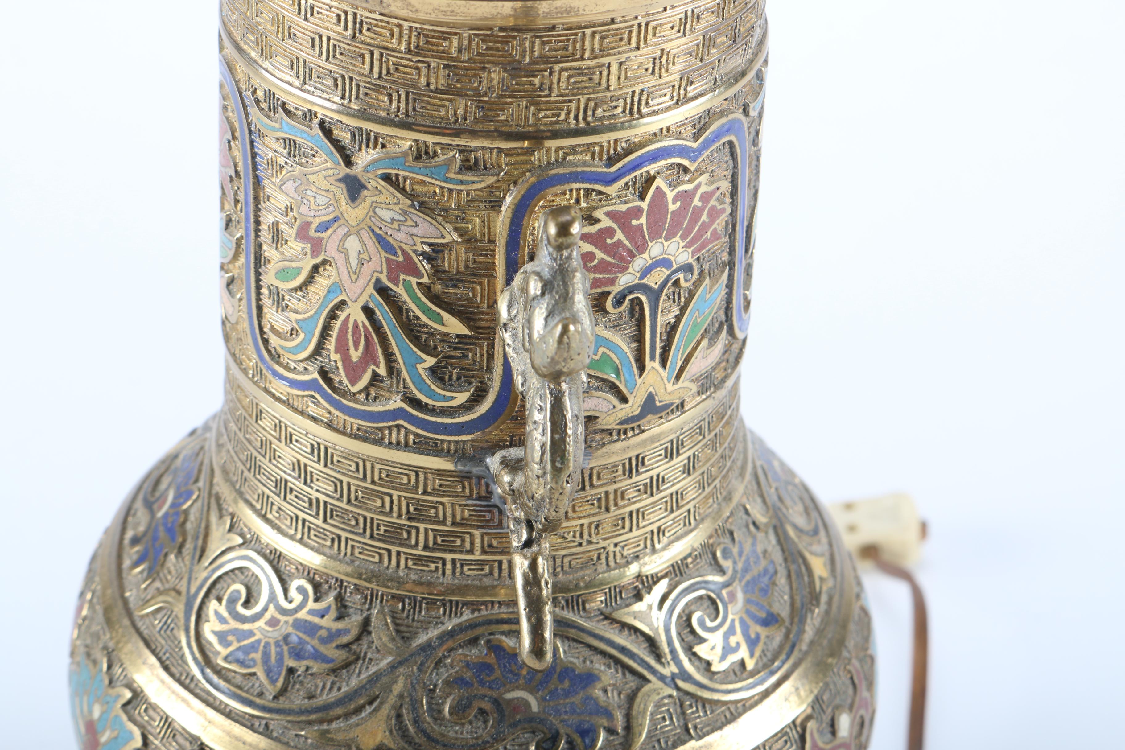 Ornate Brass Table Lamp with Oriental Motif
