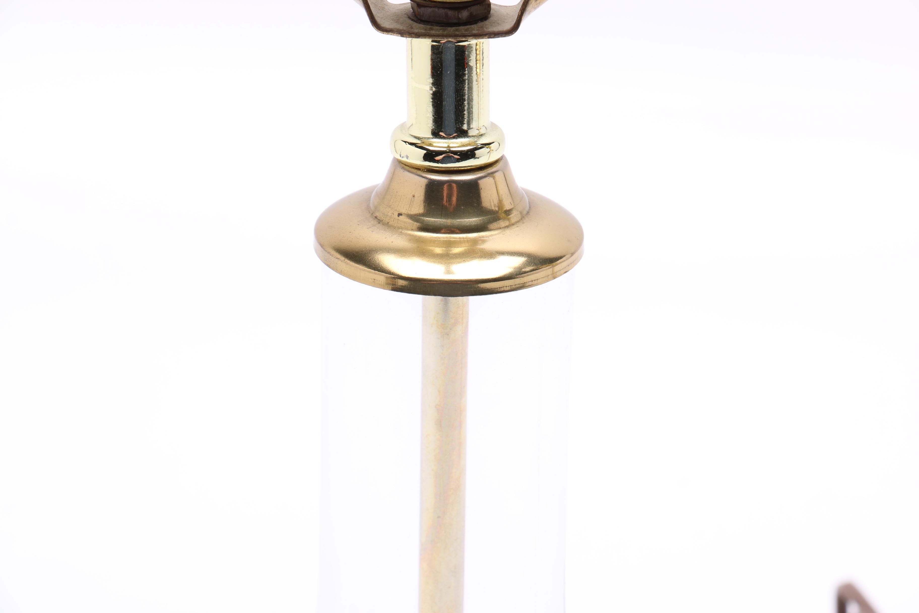 Pair of Brass and Glass  Table Lamps