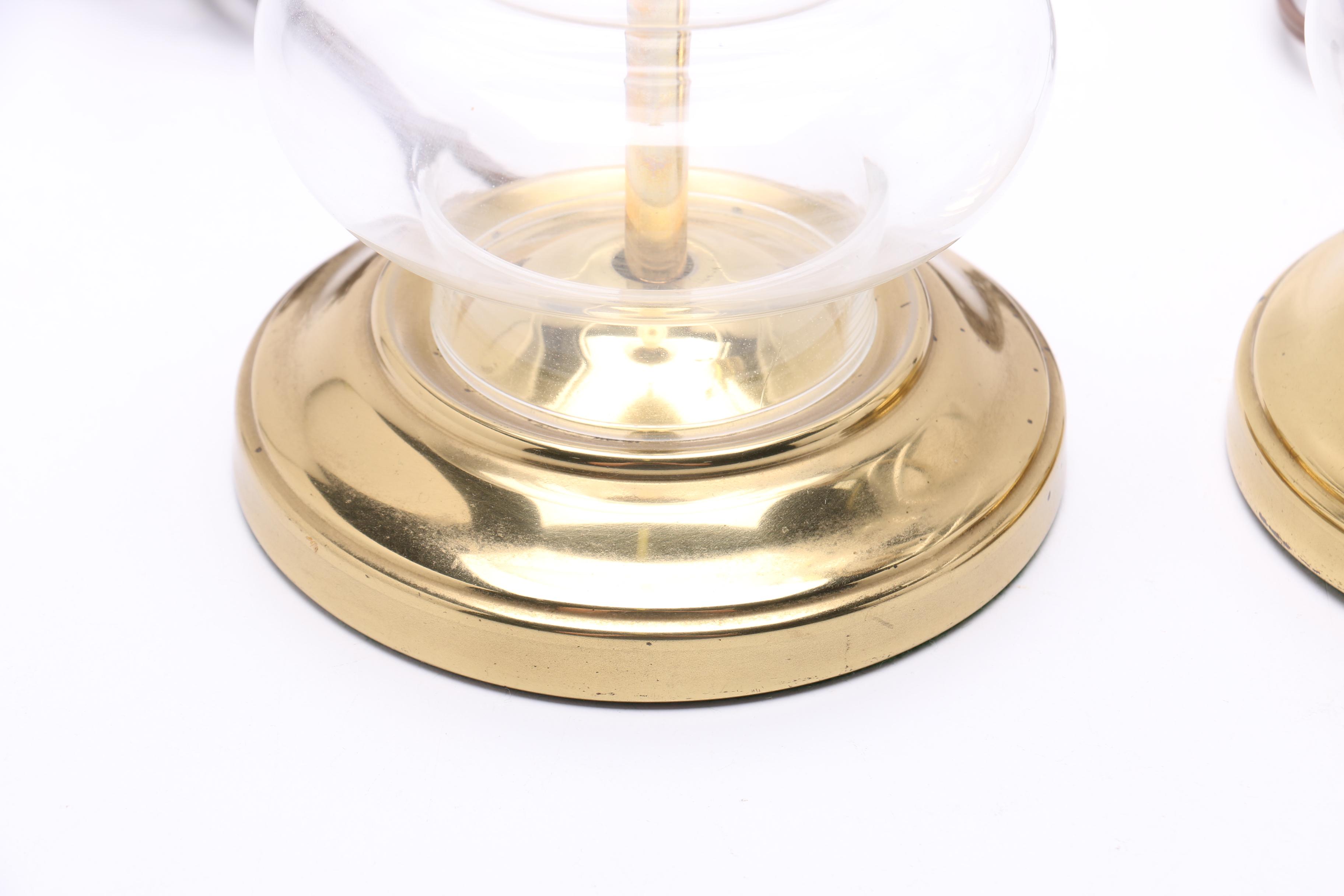 Pair of Brass and Glass  Table Lamps