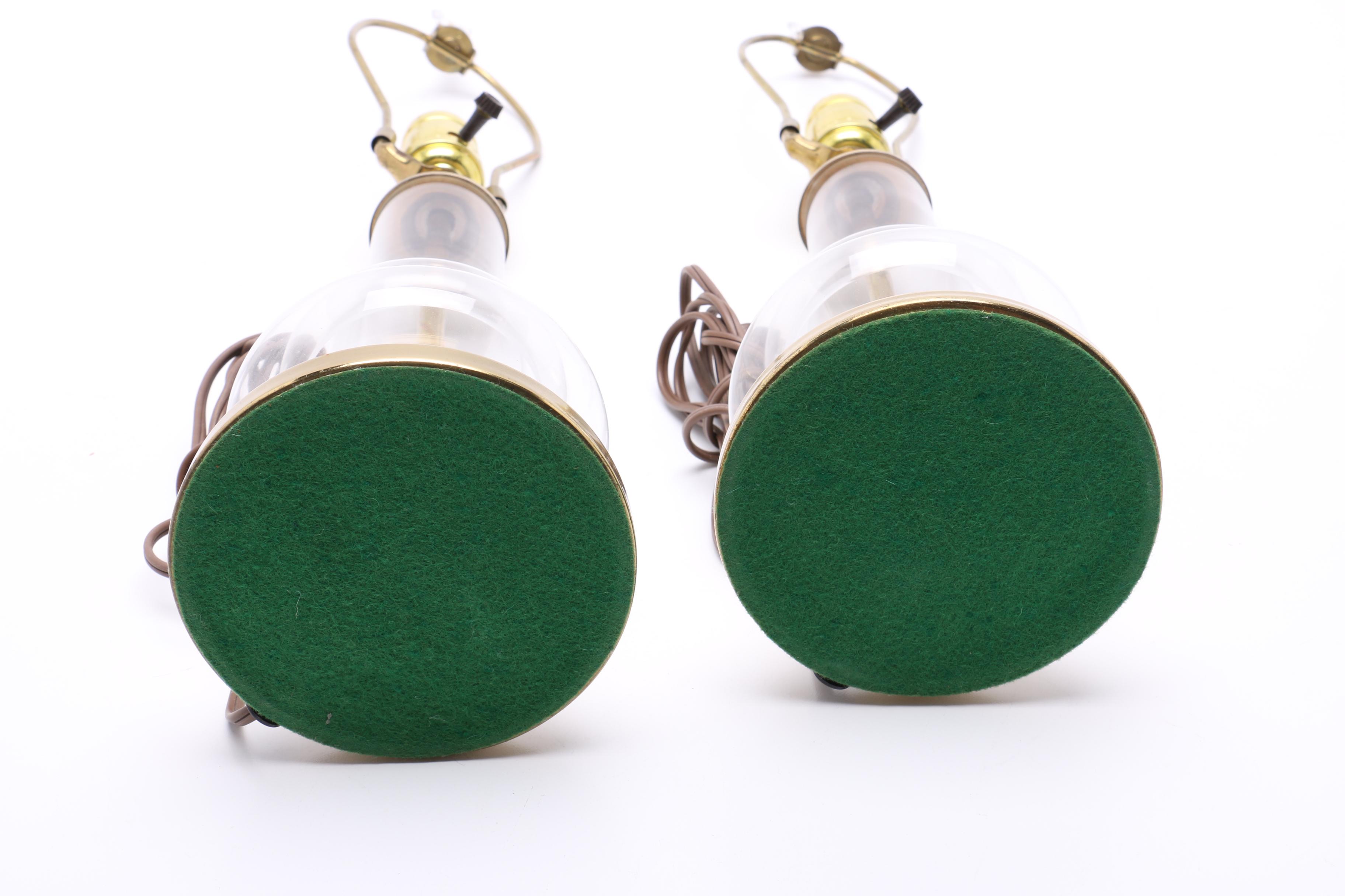 Pair of Brass and Glass  Table Lamps