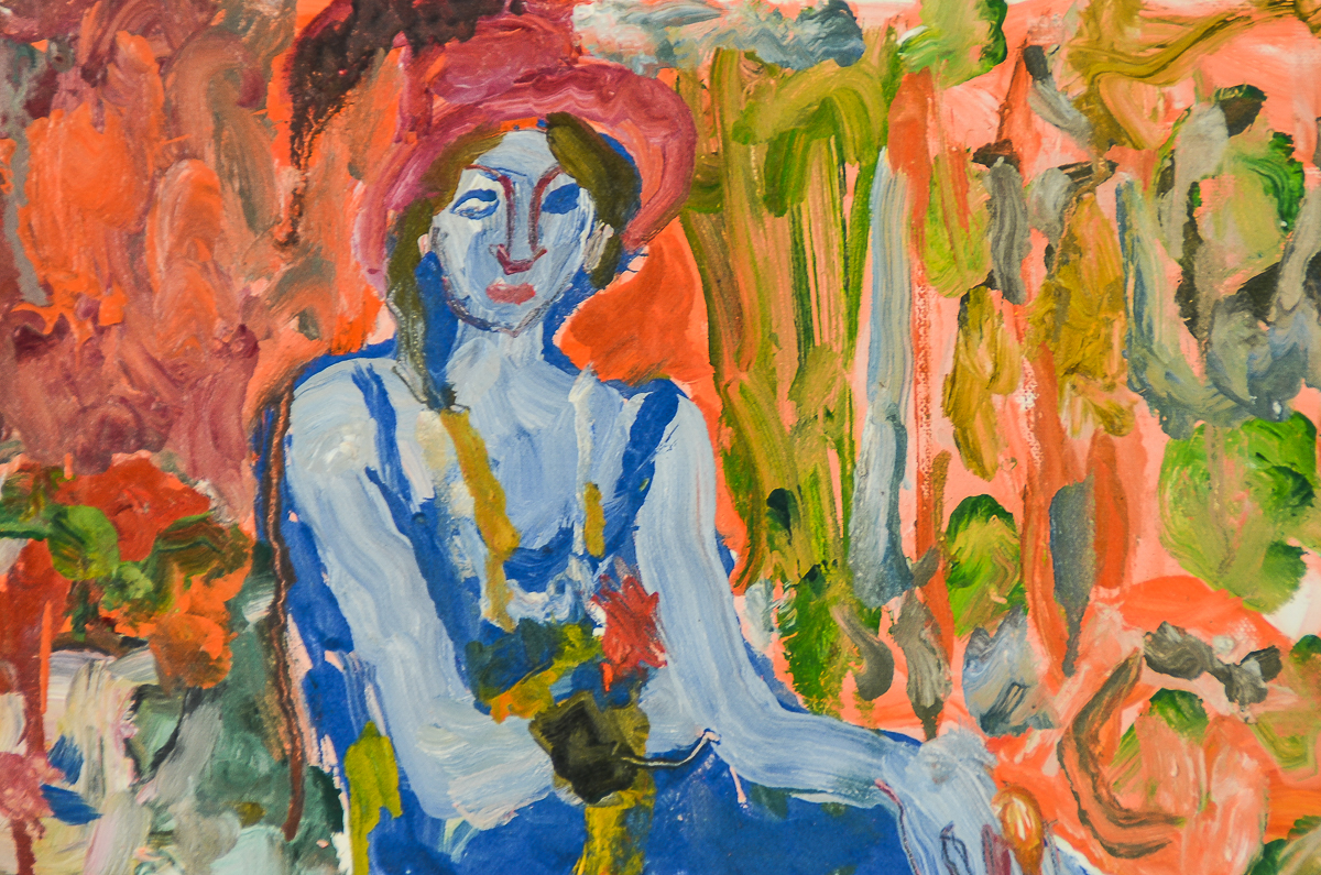 Janet Ament de la Roche Oil and Graphite Painting on Paper