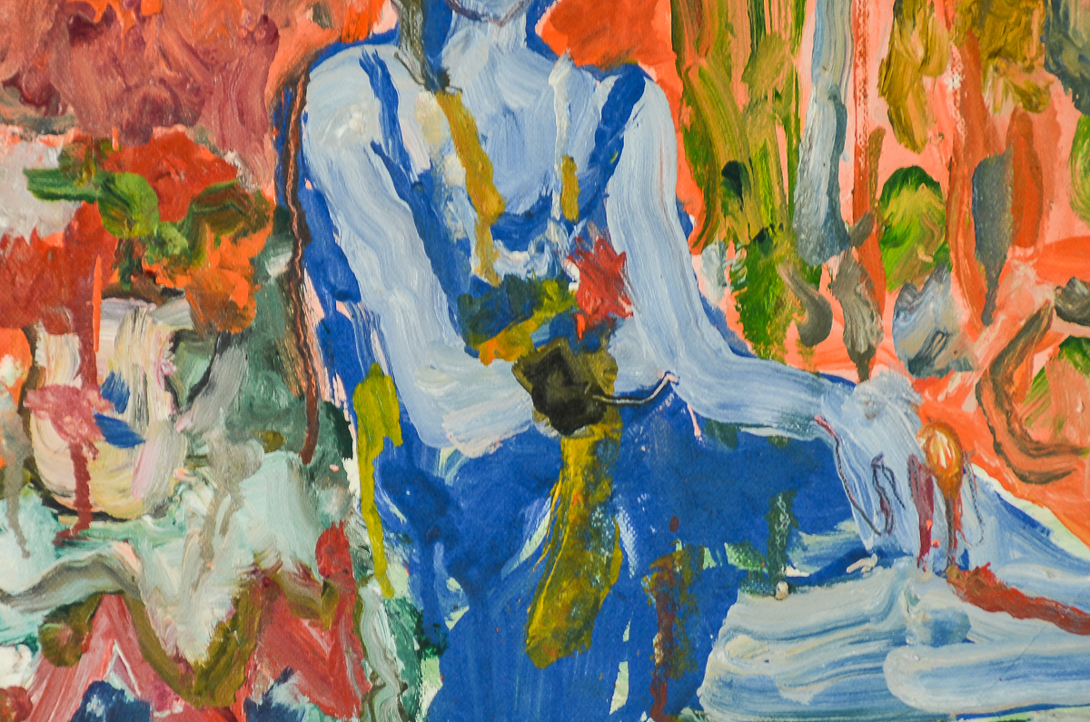 Janet Ament de la Roche Oil and Graphite Painting on Paper