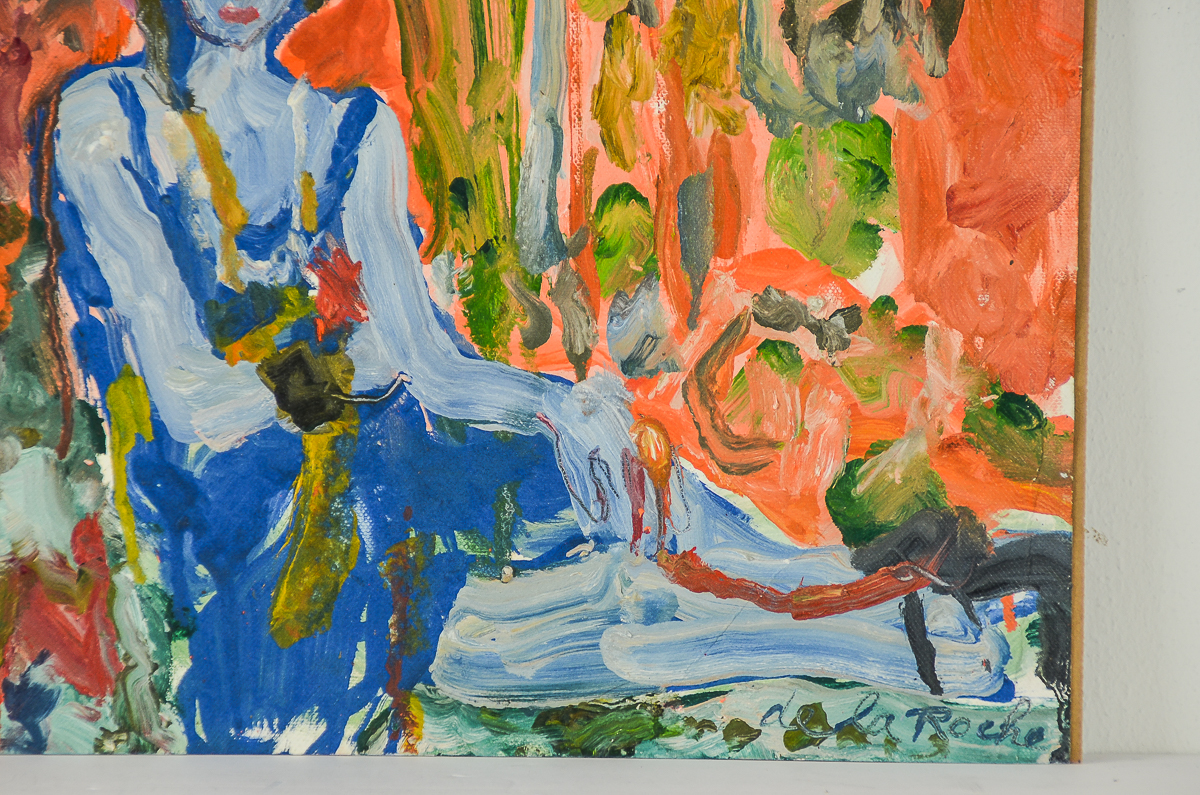 Janet Ament de la Roche Oil and Graphite Painting on Paper