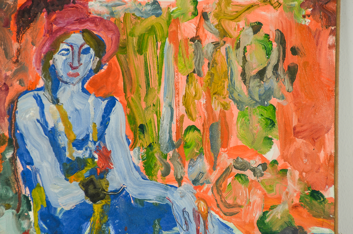 Janet Ament de la Roche Oil and Graphite Painting on Paper