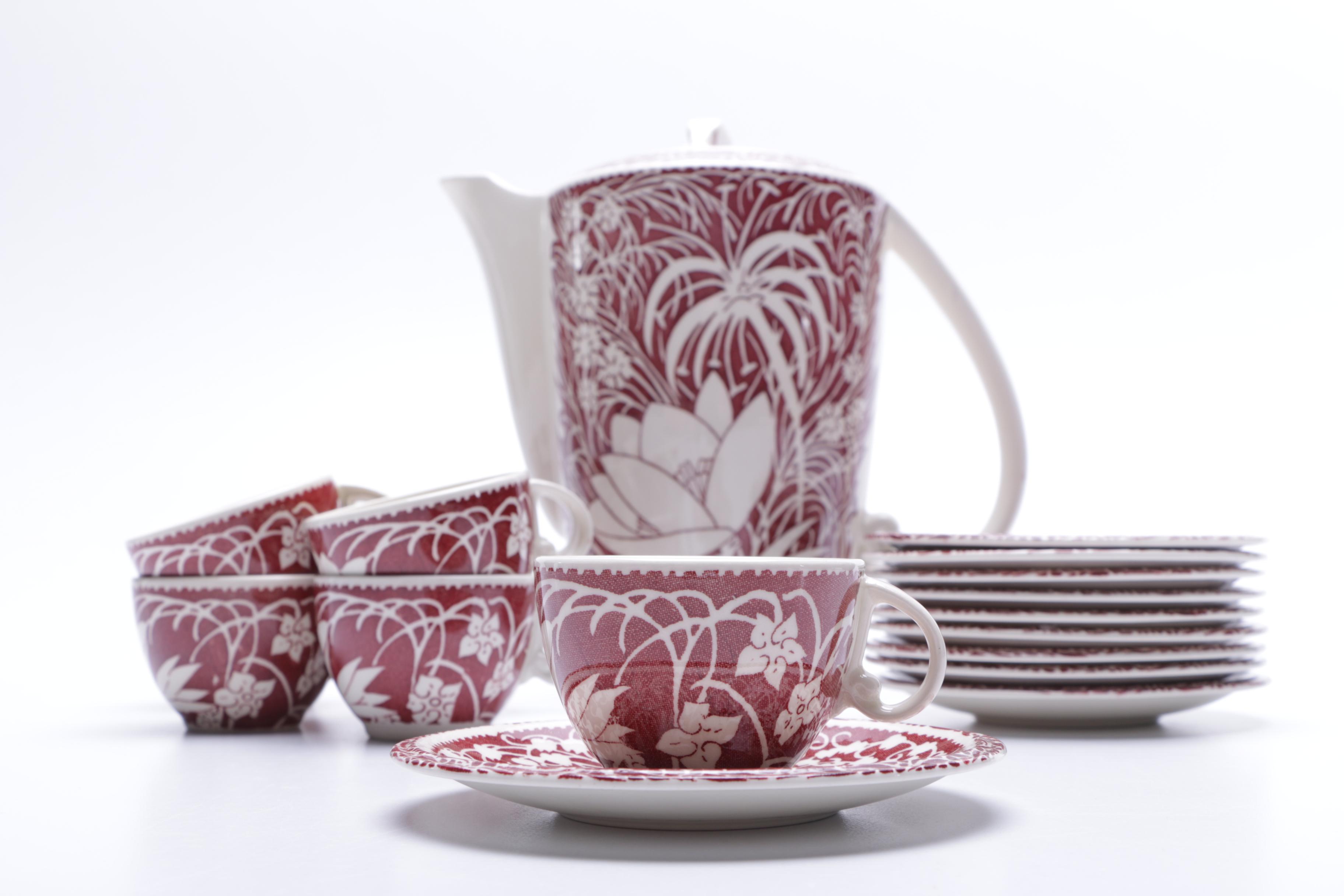 Vintage Vernon Kilns "Hawaiian Flowers" Coffee Pot Set