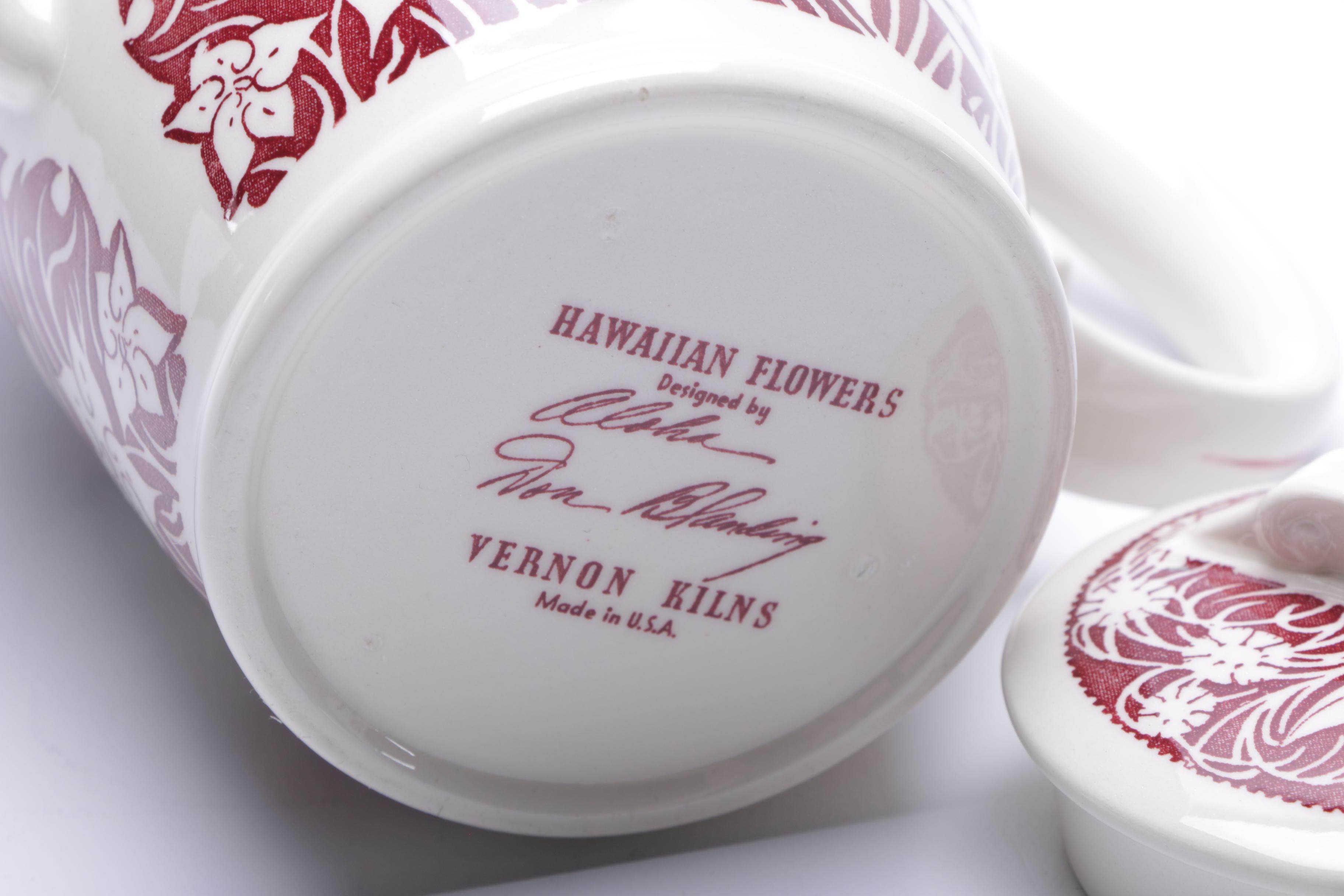 Vintage Vernon Kilns "Hawaiian Flowers" Coffee Pot Set