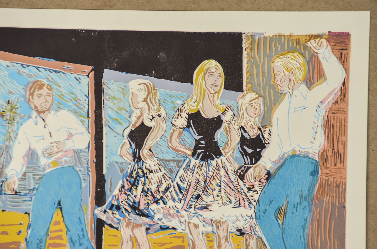 Virginia Hughins Relief Print on Paper "Country Dance"