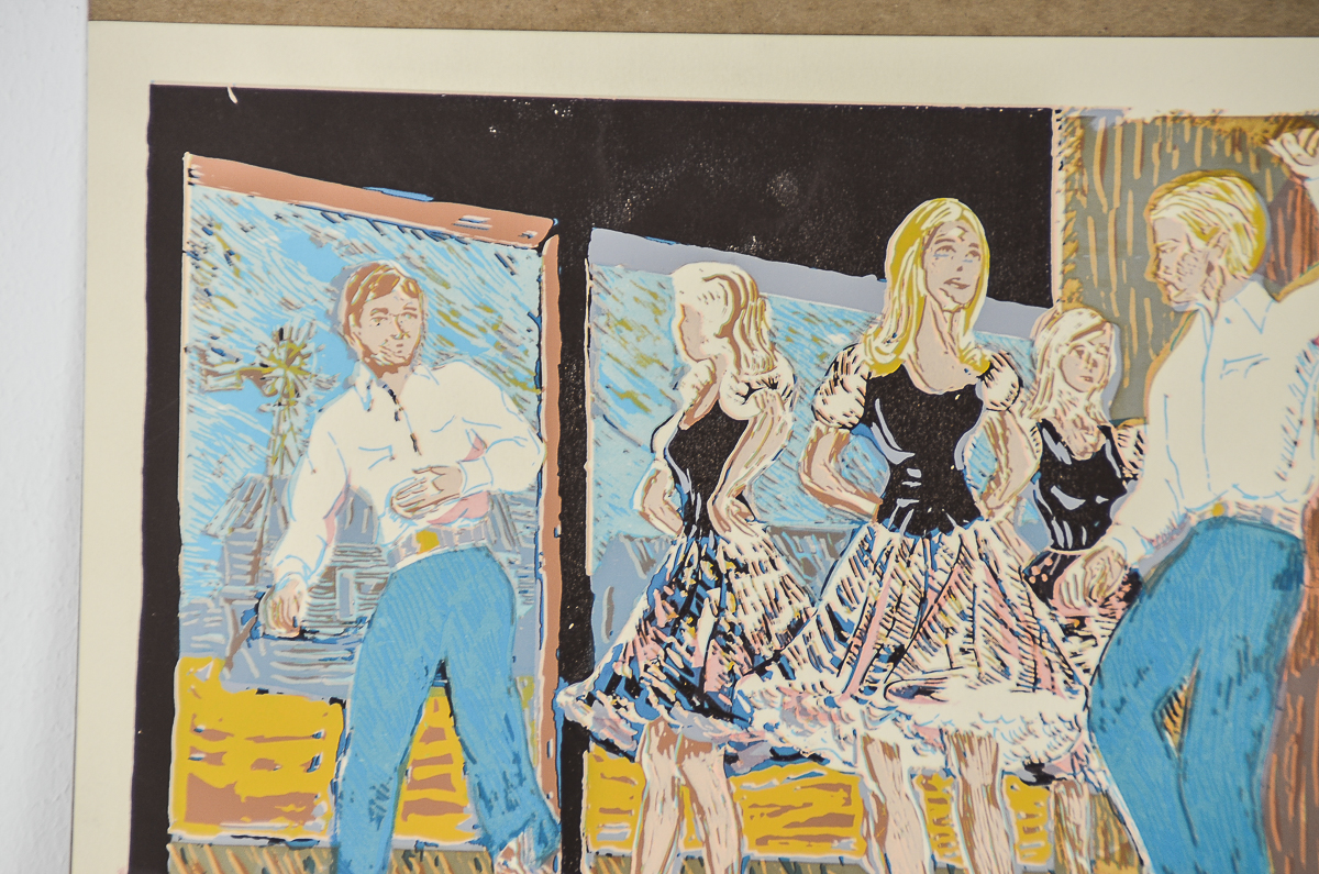 Virginia Hughins Relief Print on Paper "Country Dance"