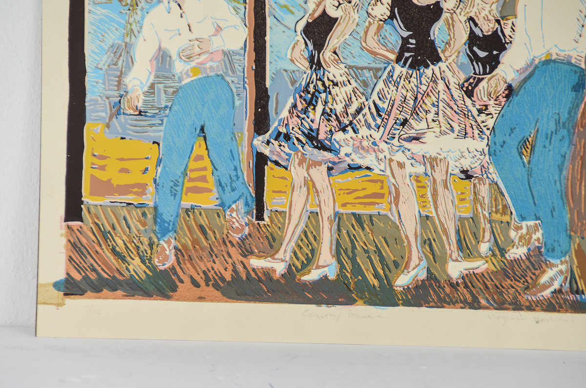 Virginia Hughins Relief Print on Paper "Country Dance"