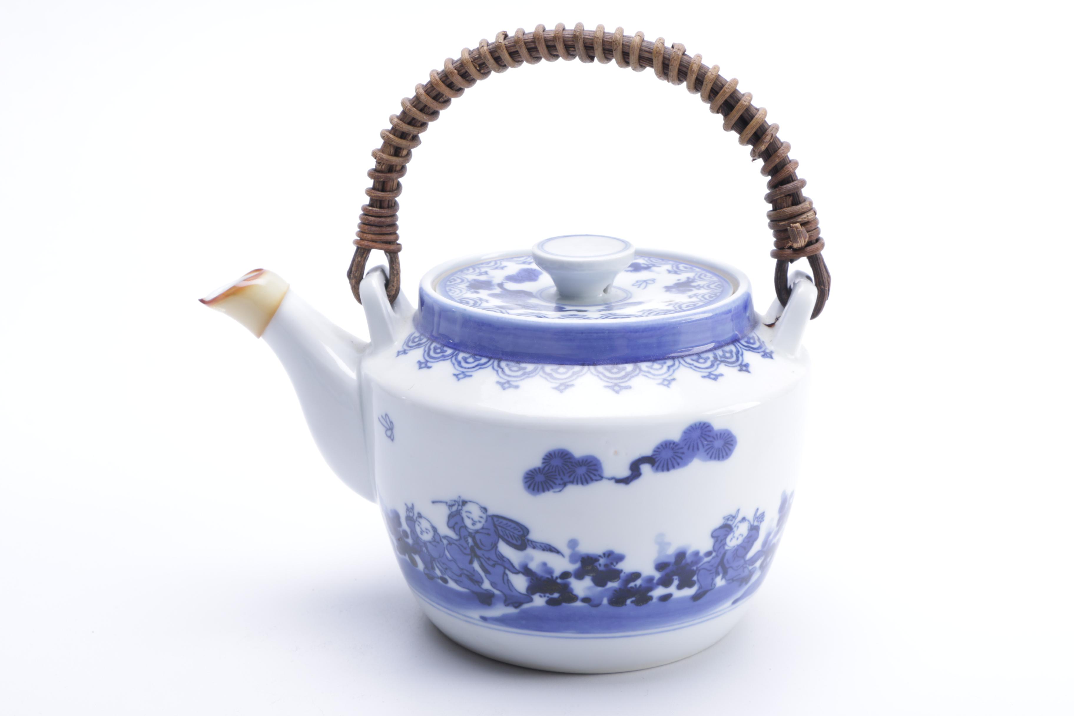 Vintage Porcelain Japanese Teapot and Cups