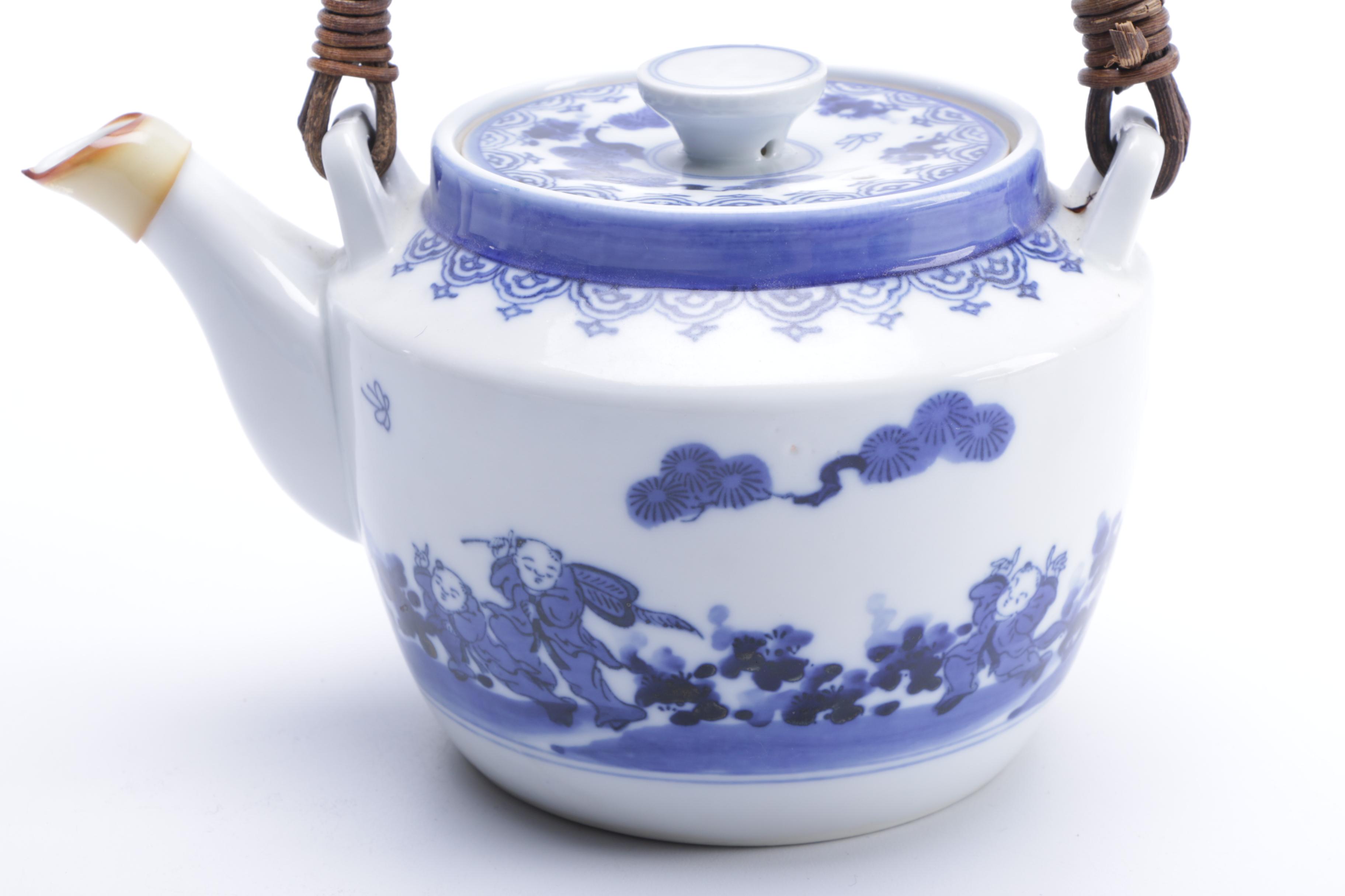 Vintage Porcelain Japanese Teapot and Cups