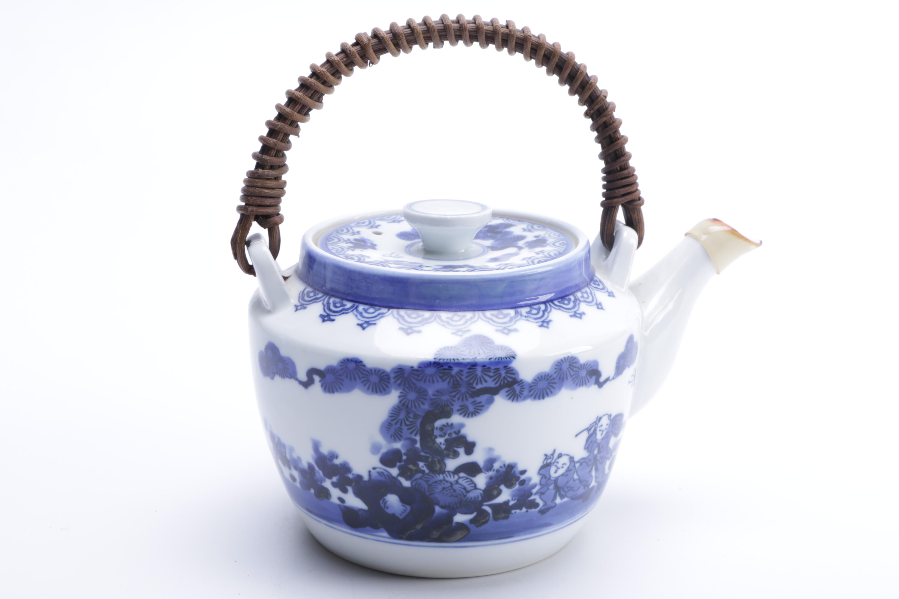 Vintage Porcelain Japanese Teapot and Cups