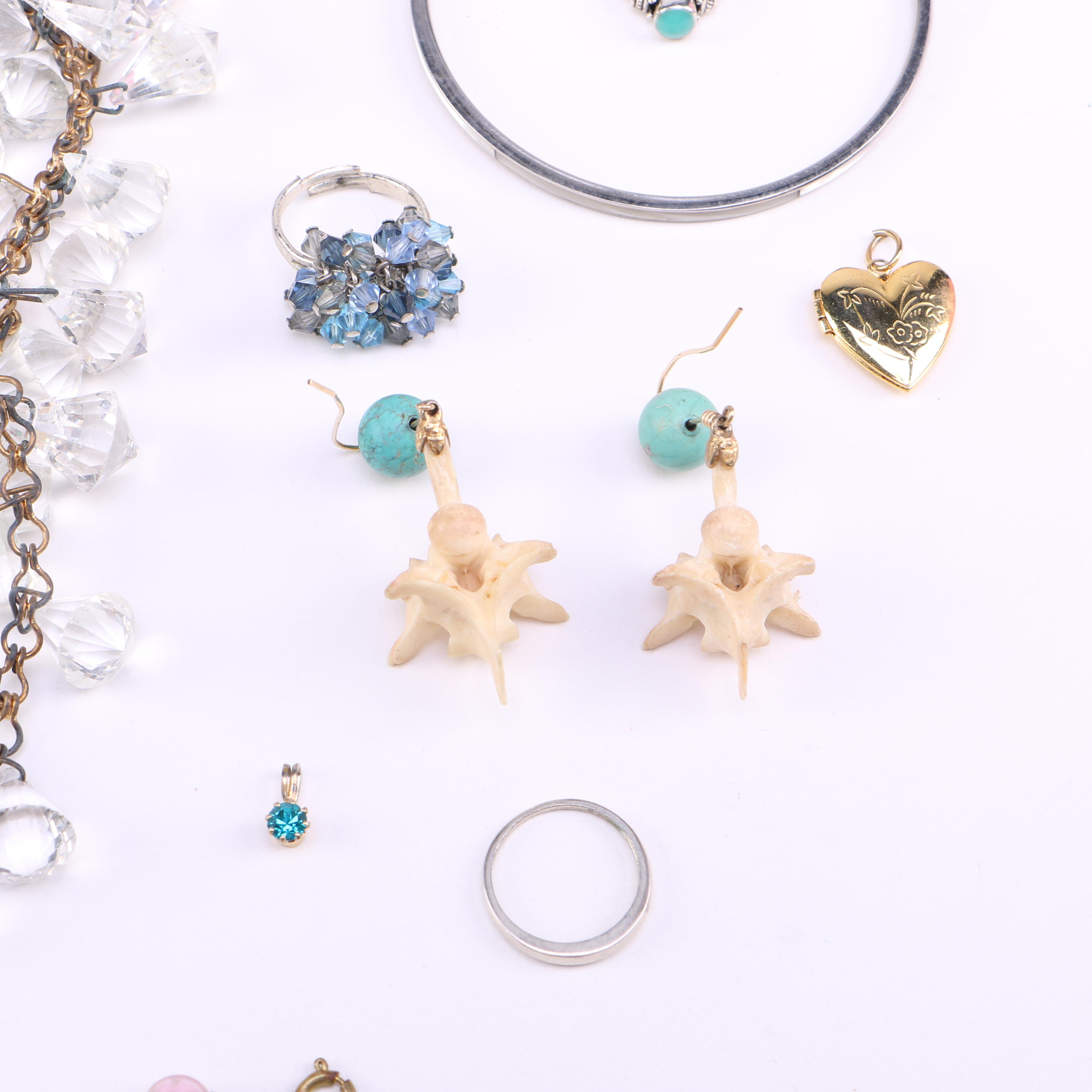 Assorted Costume Jewelry Including Wooden Bracelets