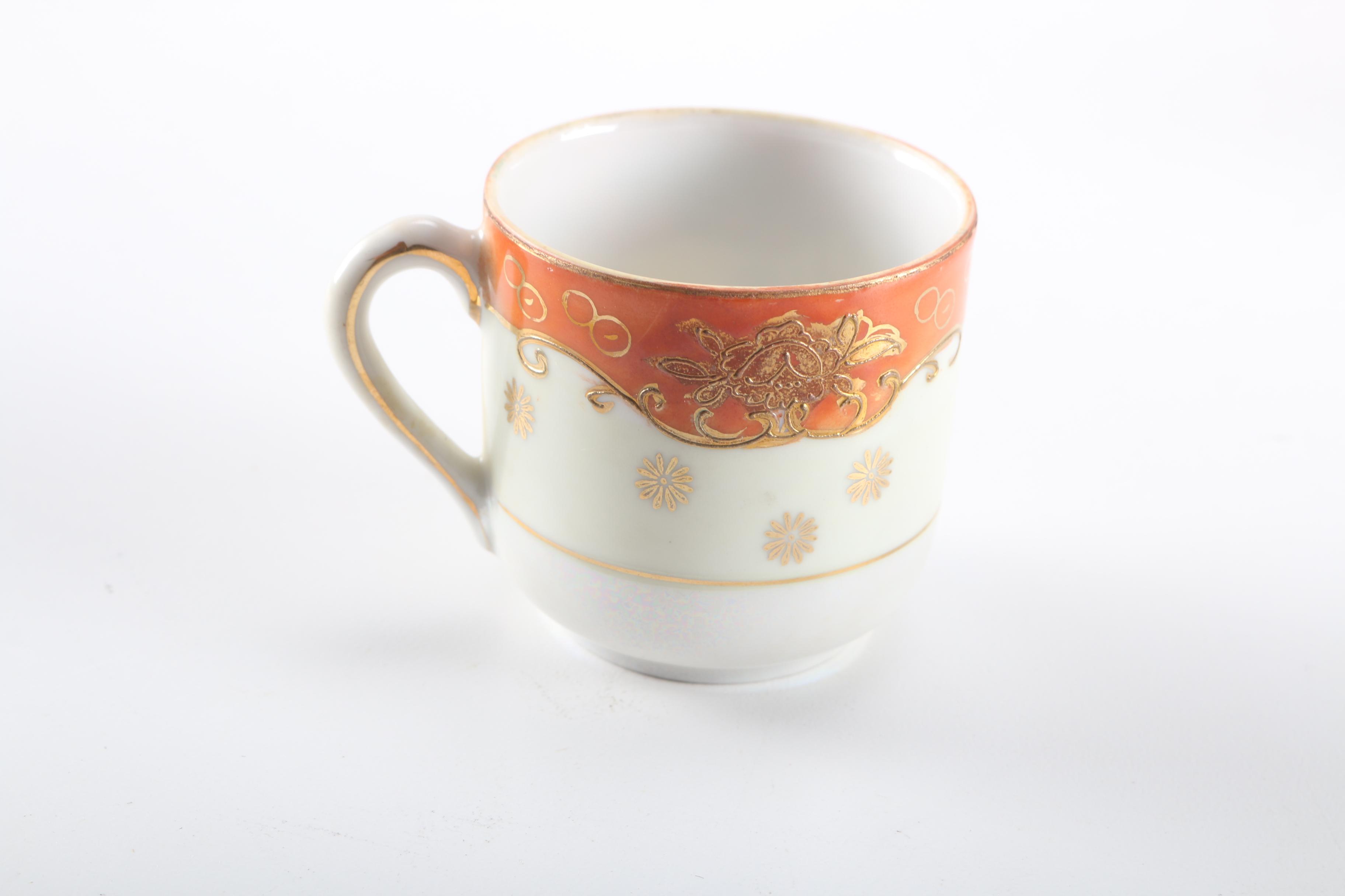 Vintage Fen Toi Japanese Coffee Cups and Saucers