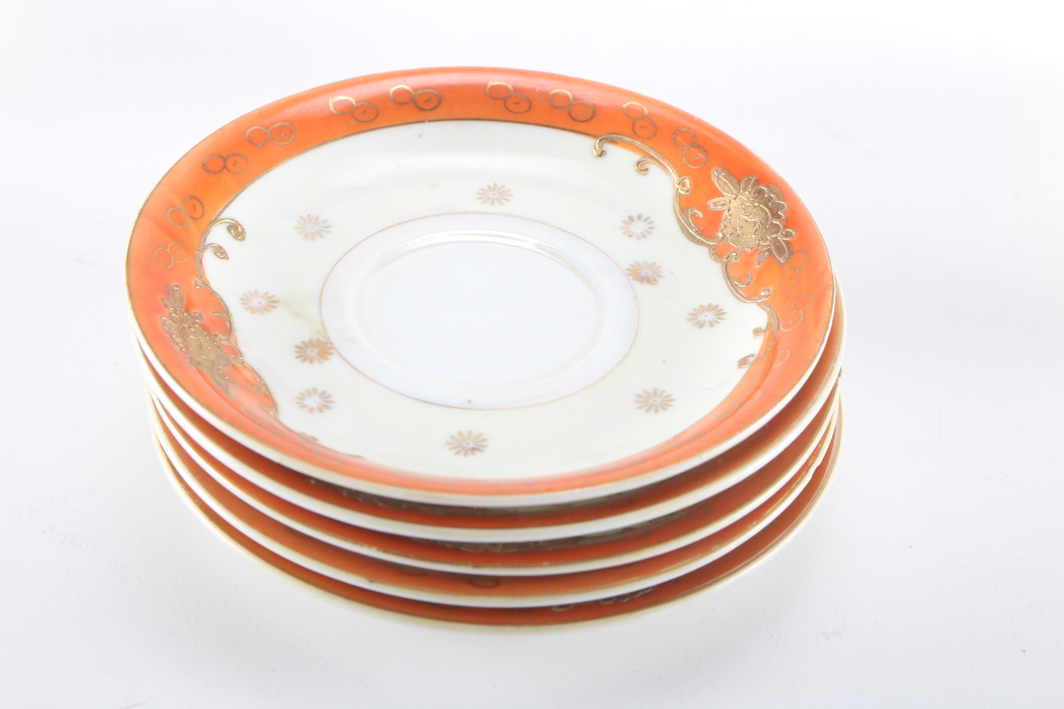 Vintage Fen Toi Japanese Coffee Cups and Saucers