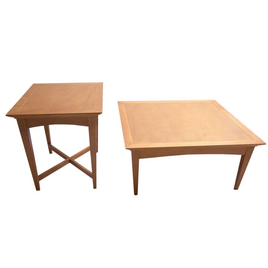 Contemporary Oak Coffee Table and Side Table