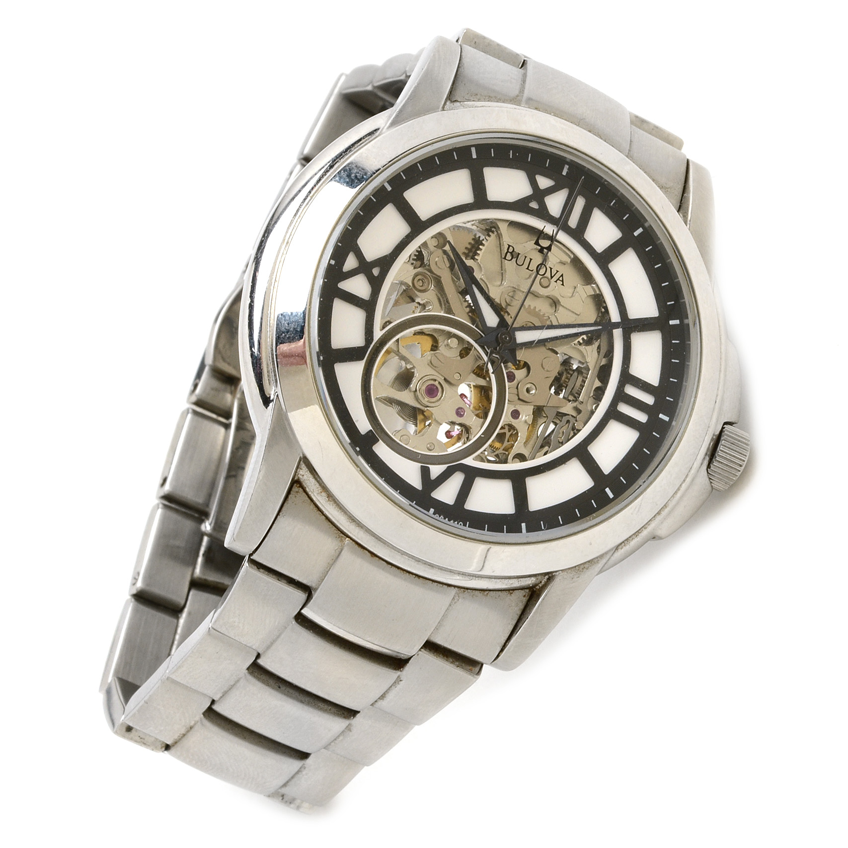 Bulova Skeleton Stainless Steel Automatic Watch