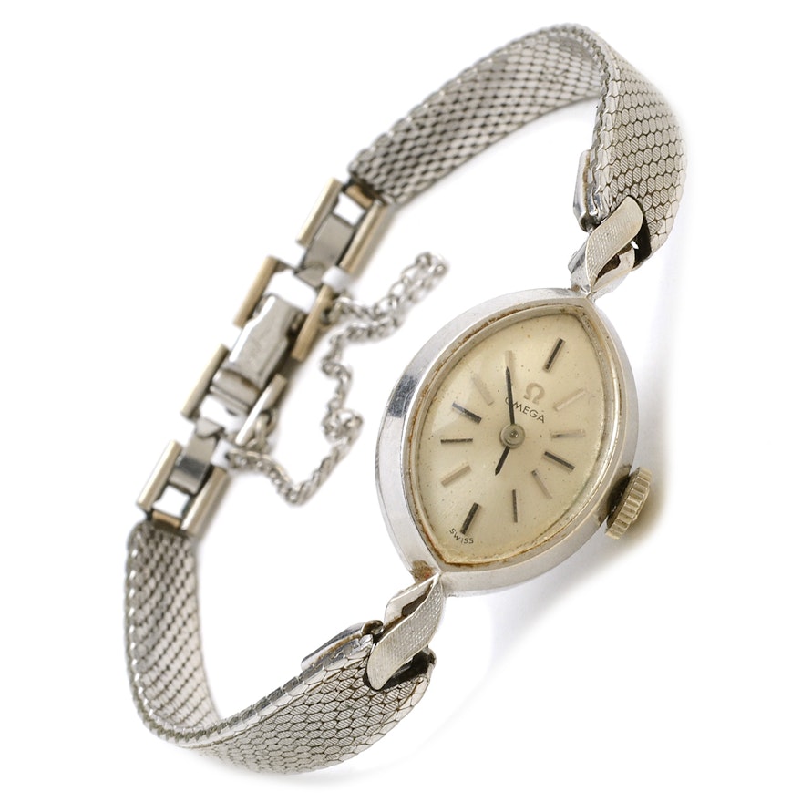 Vintage Omega 14K White Gold Wristwatch