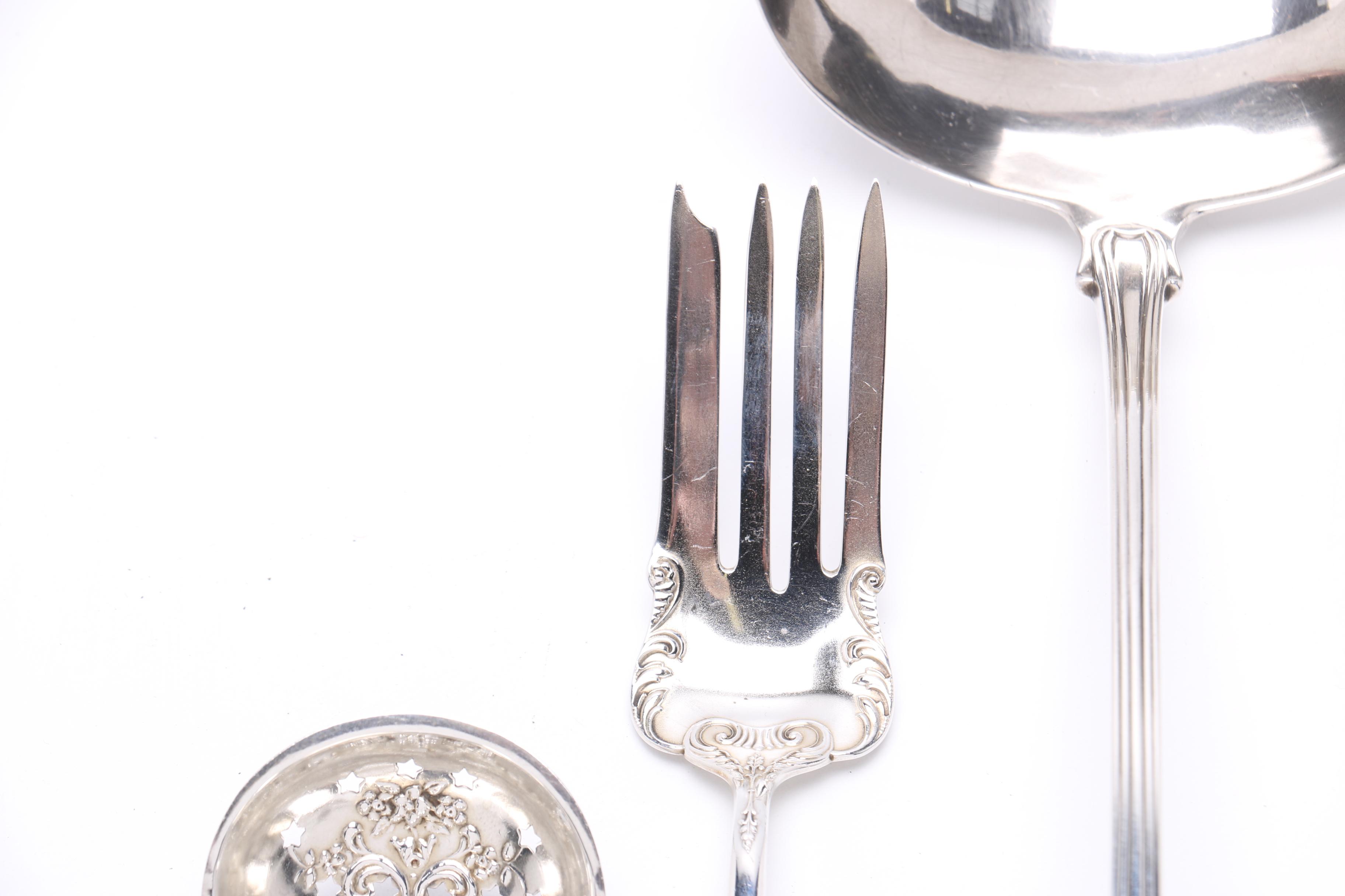 1799 London Sterling Ladle and Two American Sterling Serving Utensils