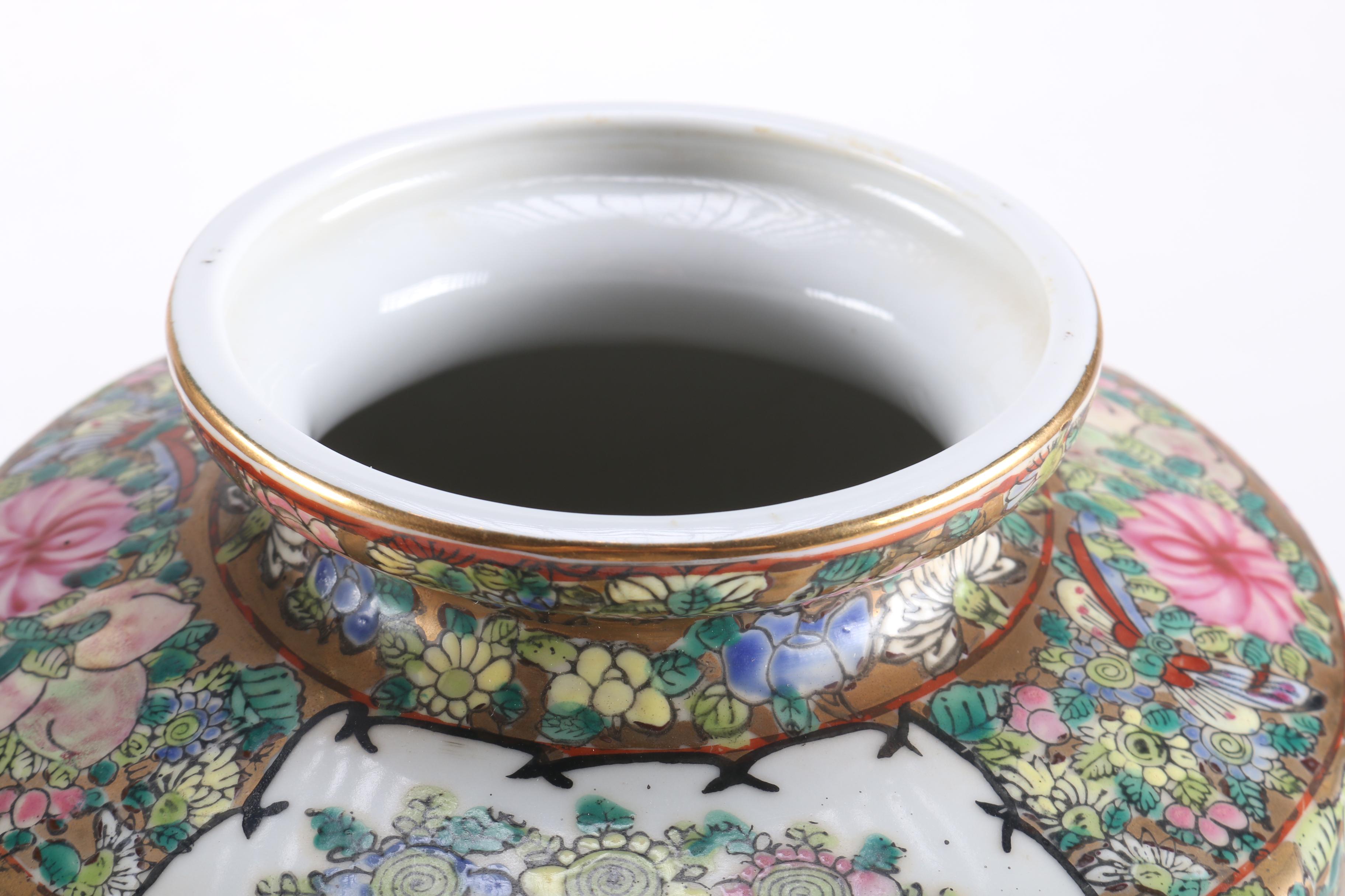 Pair of Chinese Rose Medallion Vases