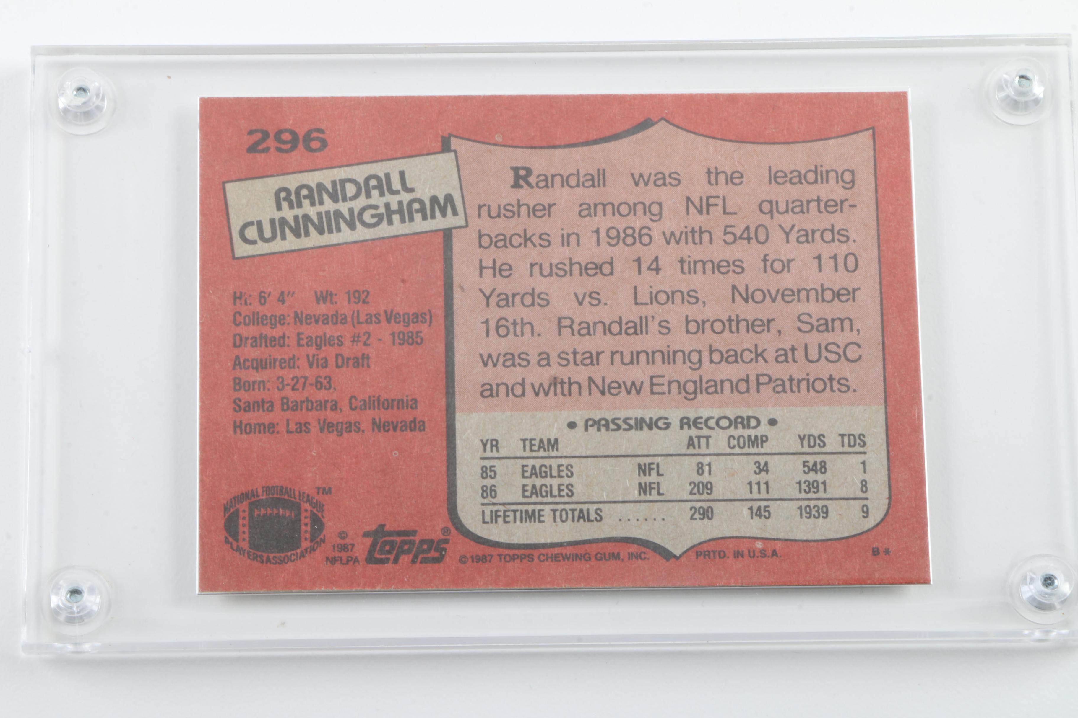 Randall Cunningham Rookie Card and Other NFL Cards