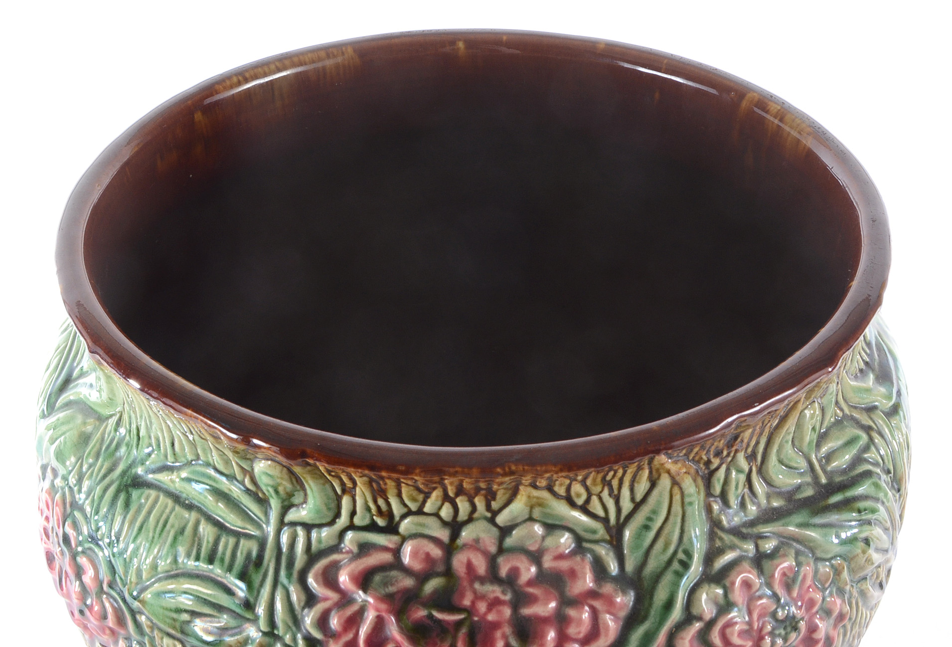 Vintage Majolica Jardiniere With Pedestal Base