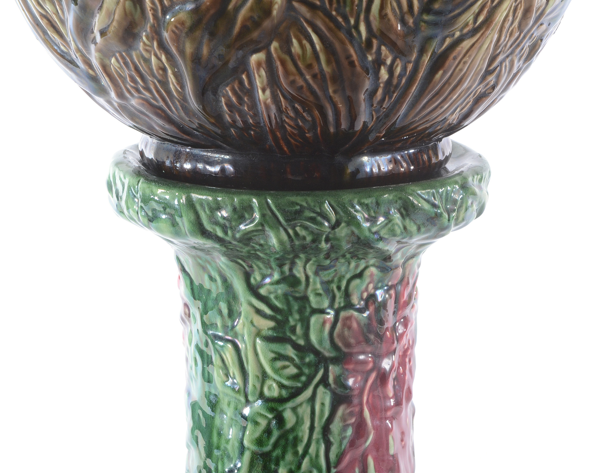 Vintage Majolica Jardiniere With Pedestal Base