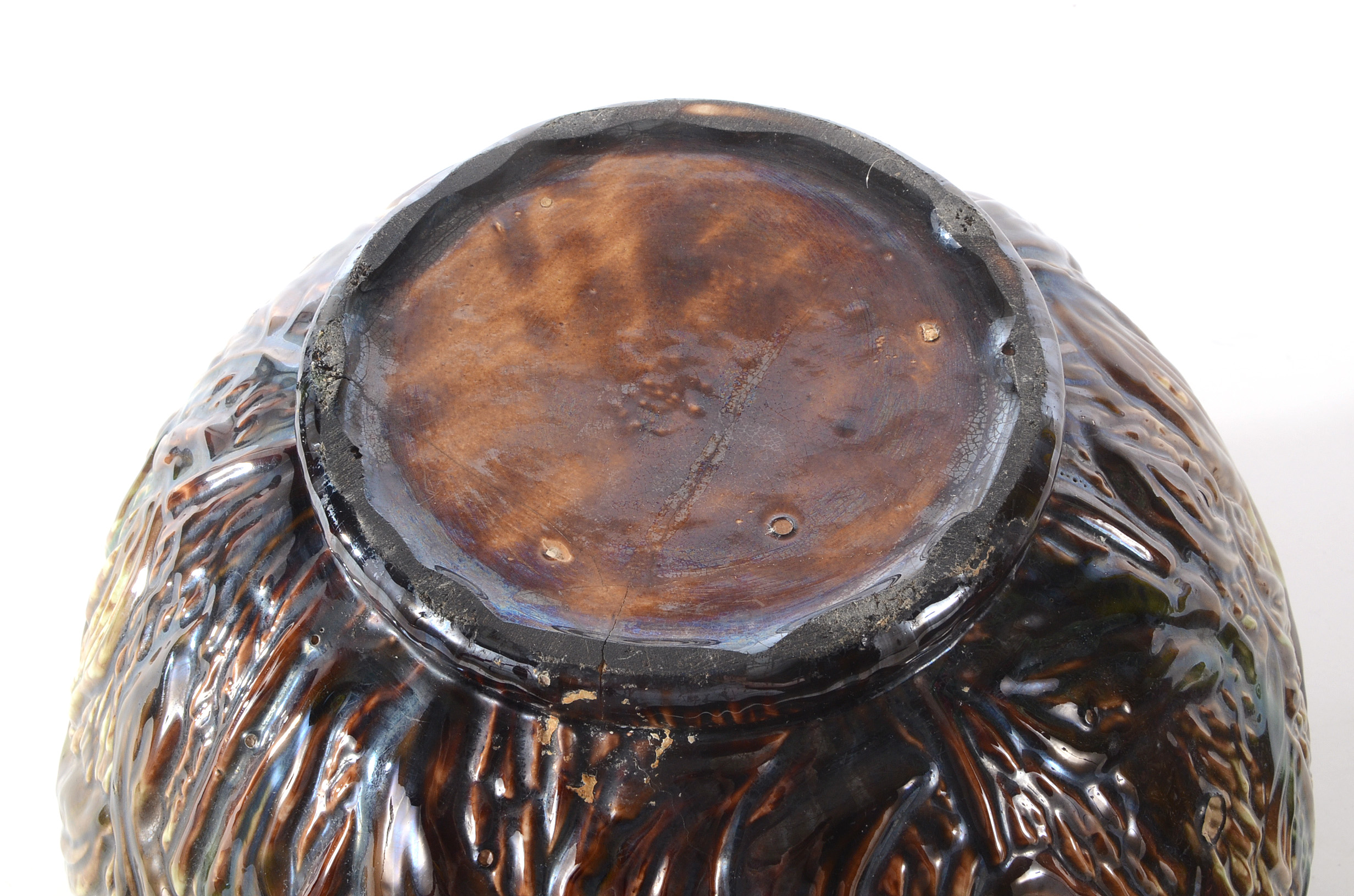 Vintage Majolica Jardiniere With Pedestal Base