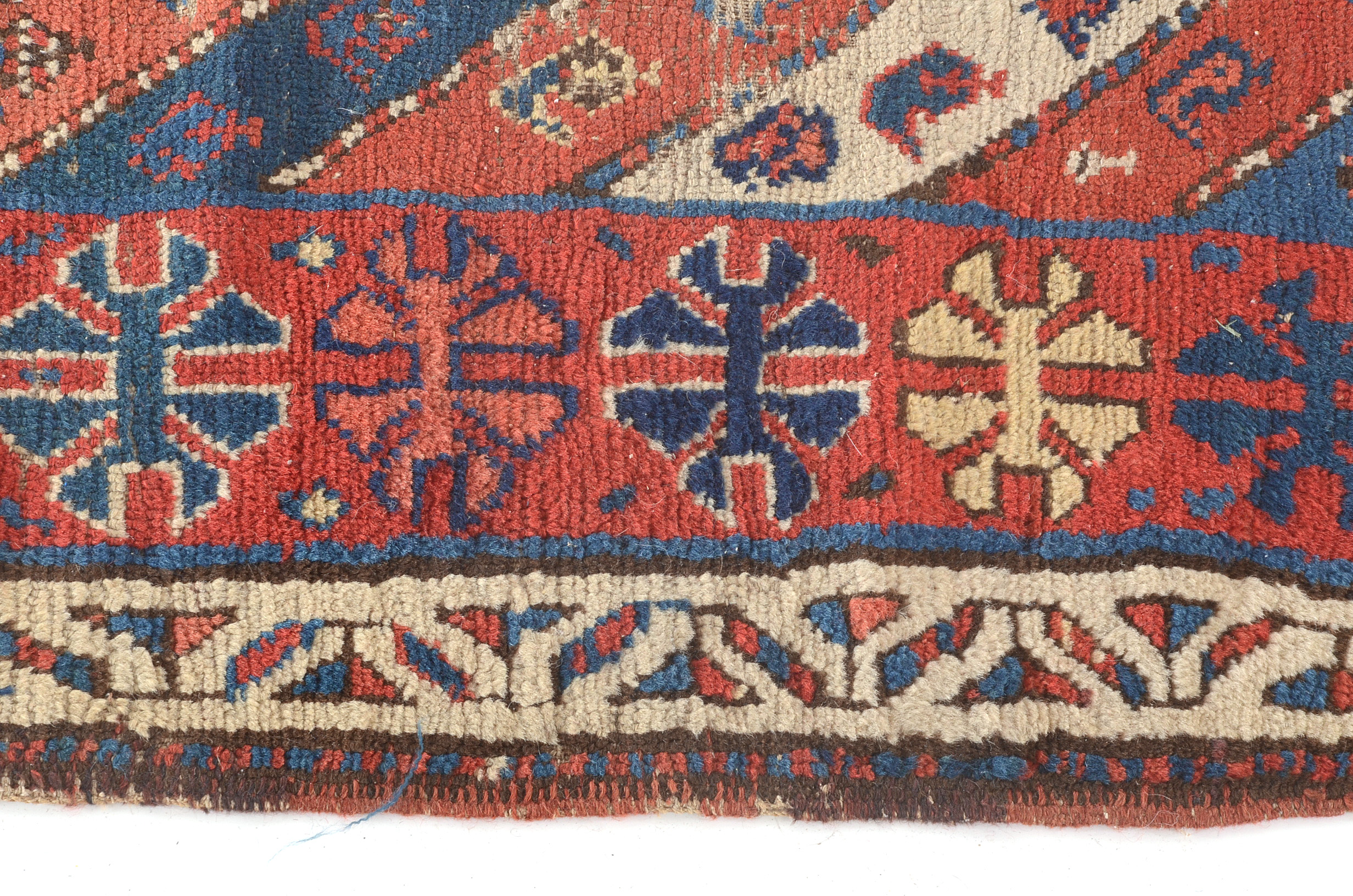 Semi-Antique Caucasian Hand Knotted Wool Runner Rug