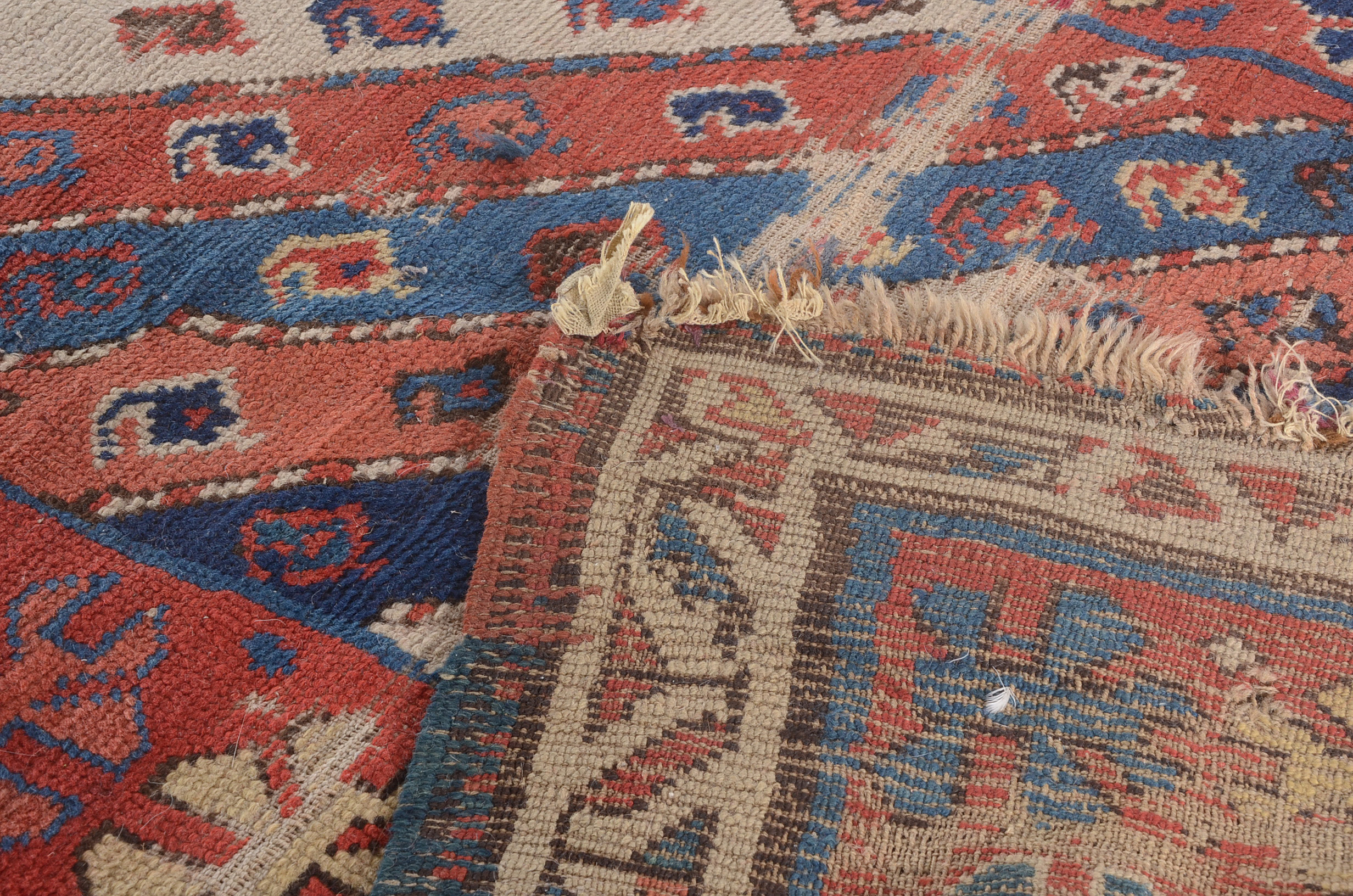 Semi-Antique Caucasian Hand Knotted Wool Runner Rug