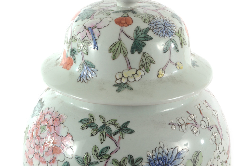 Hand Decorated Chinese Covered Jar