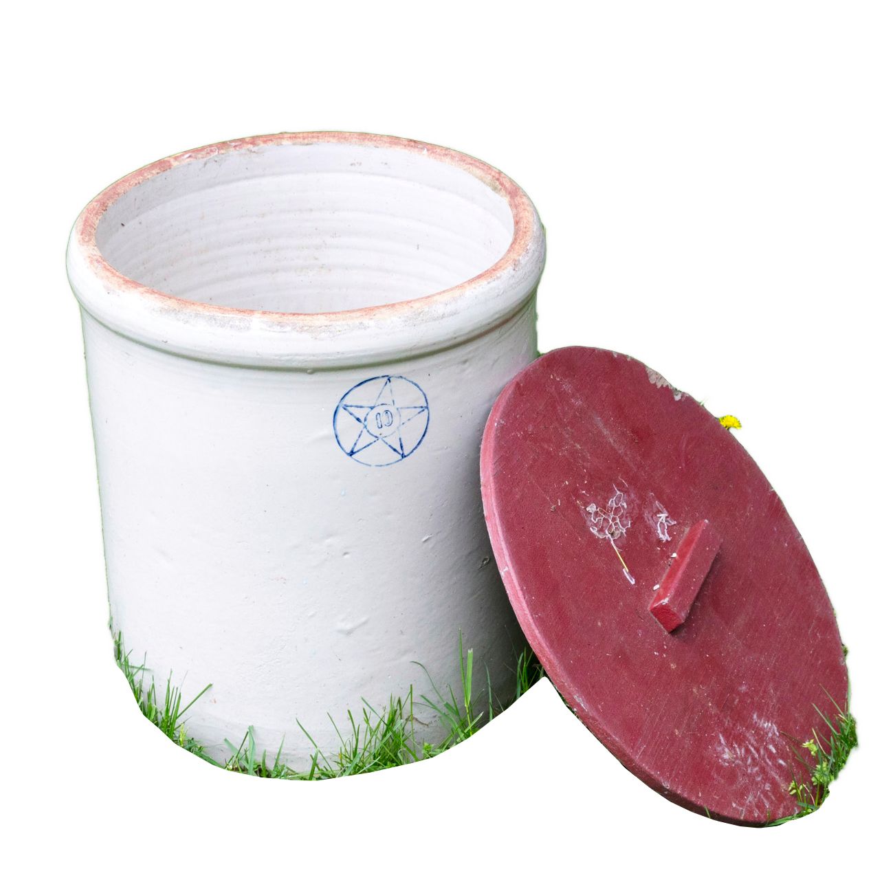 Vintage Lidded Stoneware Crock