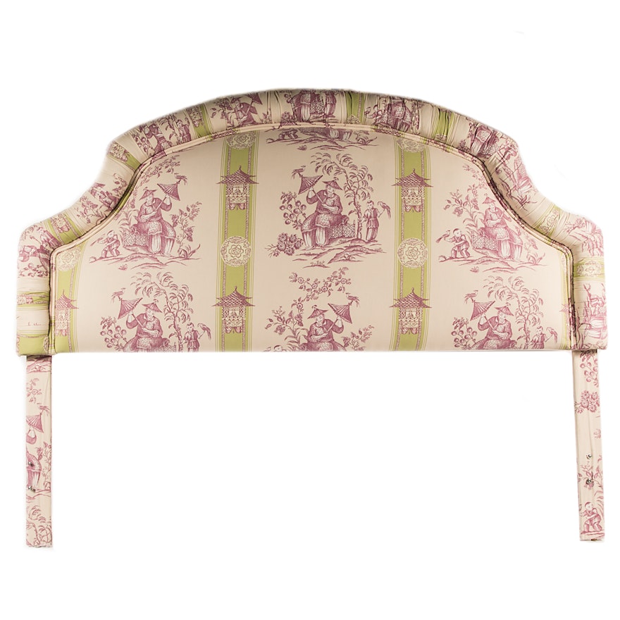 Oriental Toile Upholstered Queen Headboard