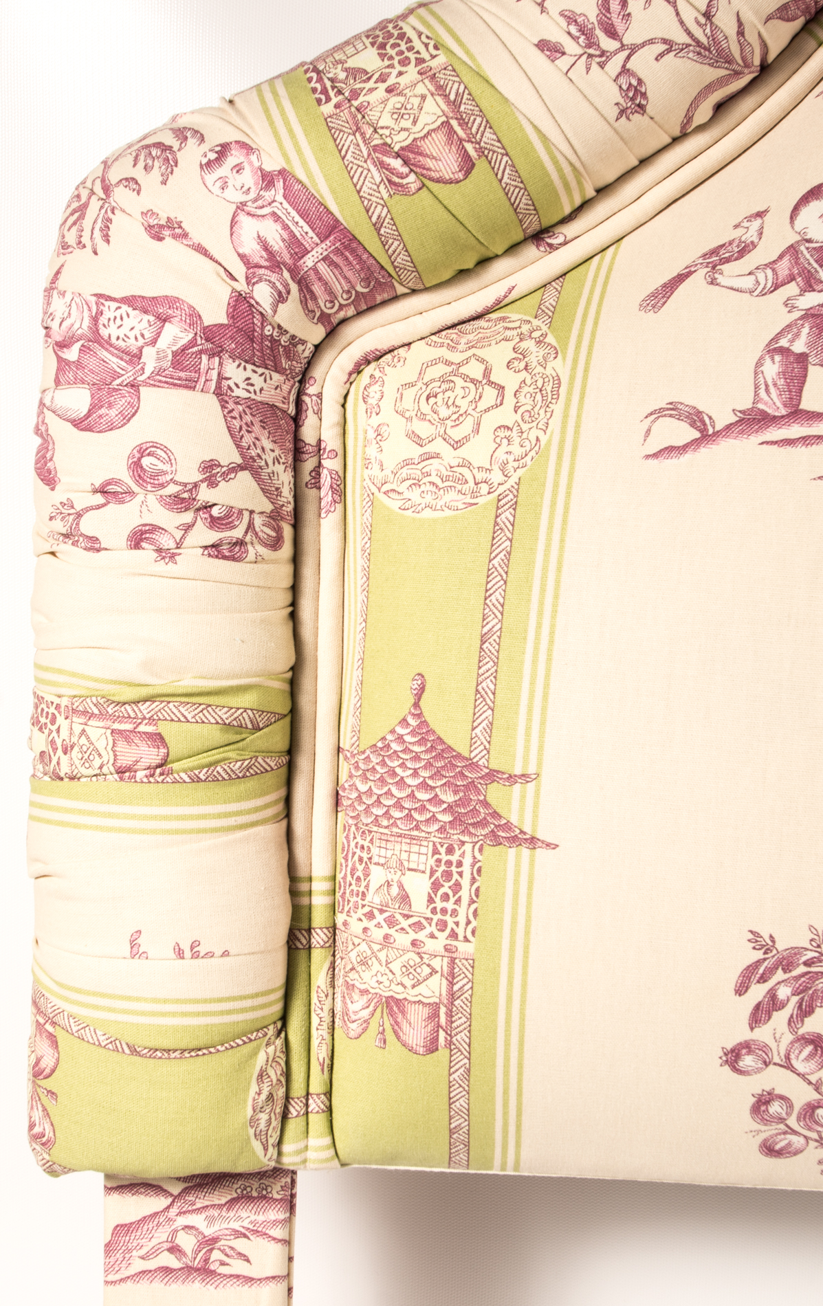 Oriental Toile Upholstered Queen Headboard