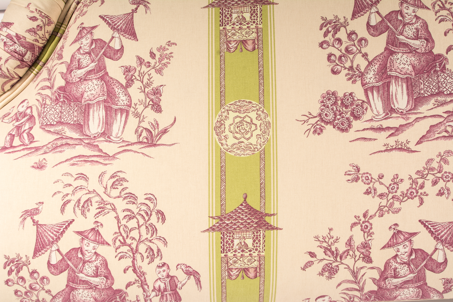 Oriental Toile Upholstered Queen Headboard