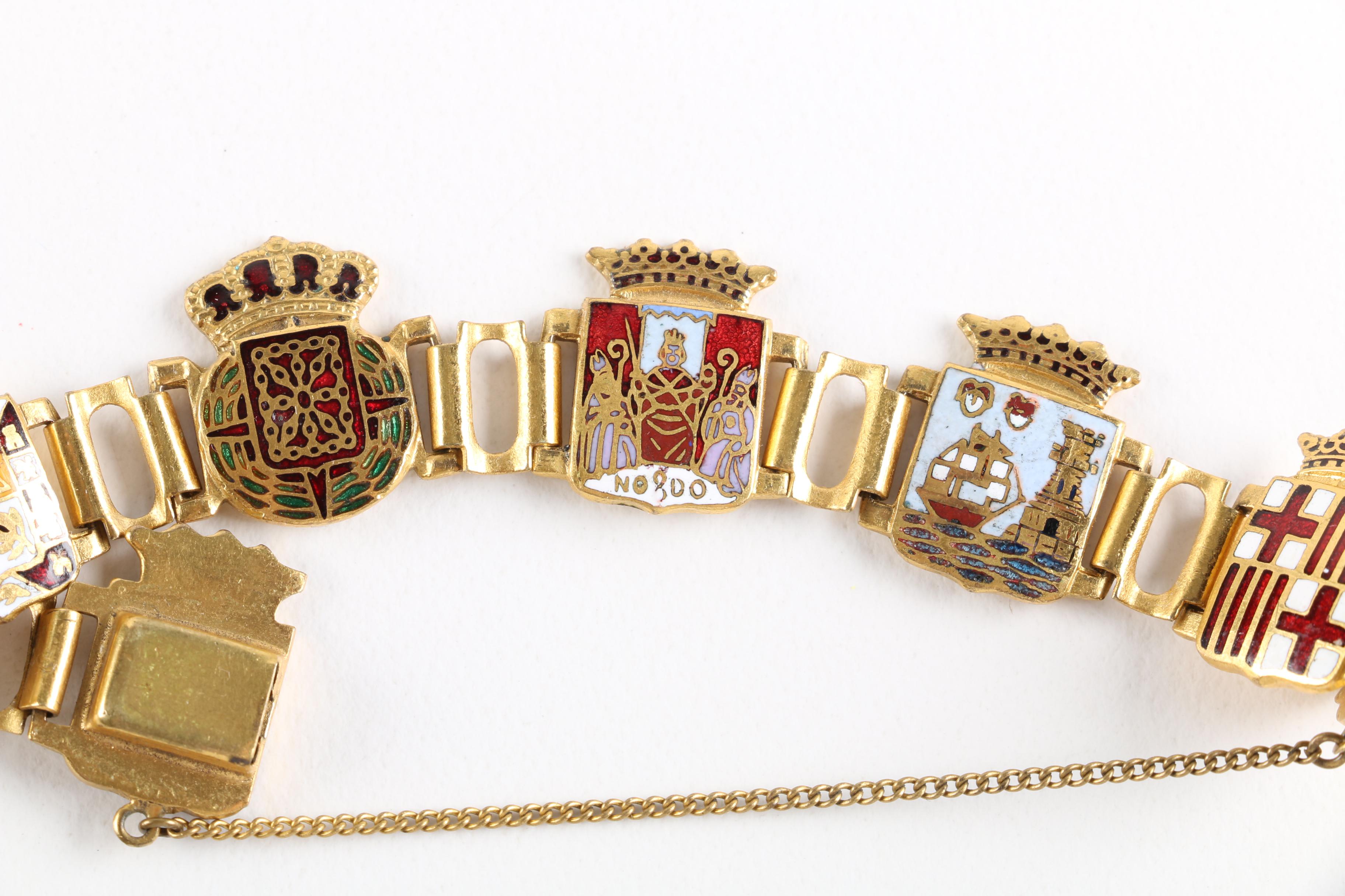 Gold Tone Bracelet With Enamel Shields