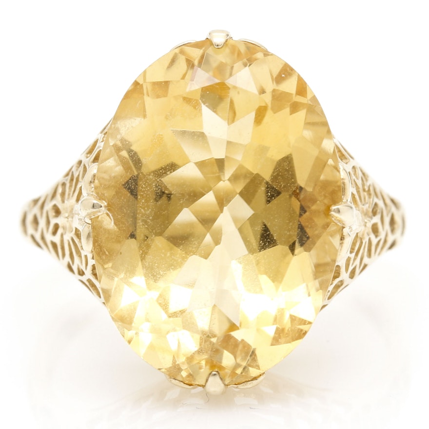 10K Yellow Gold Solitaire Citrine Ring
